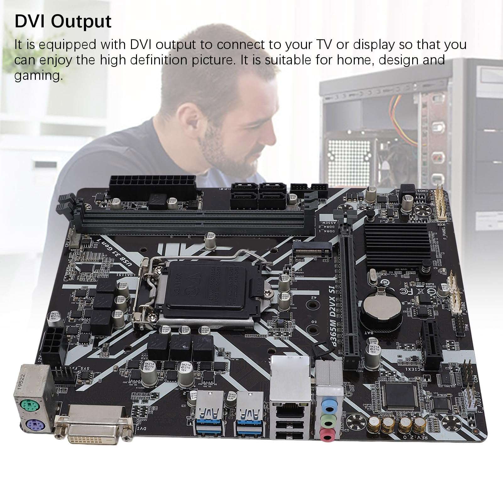 XUMIUZIY B365M D2VX SI M ATX Motherboard, Supports LGA 1151 Socket 9th 8th Gen for Core i9 i7 i5 i3, with DVI Output DDR4 Memory Slots PCI E 3.0 Slots 4