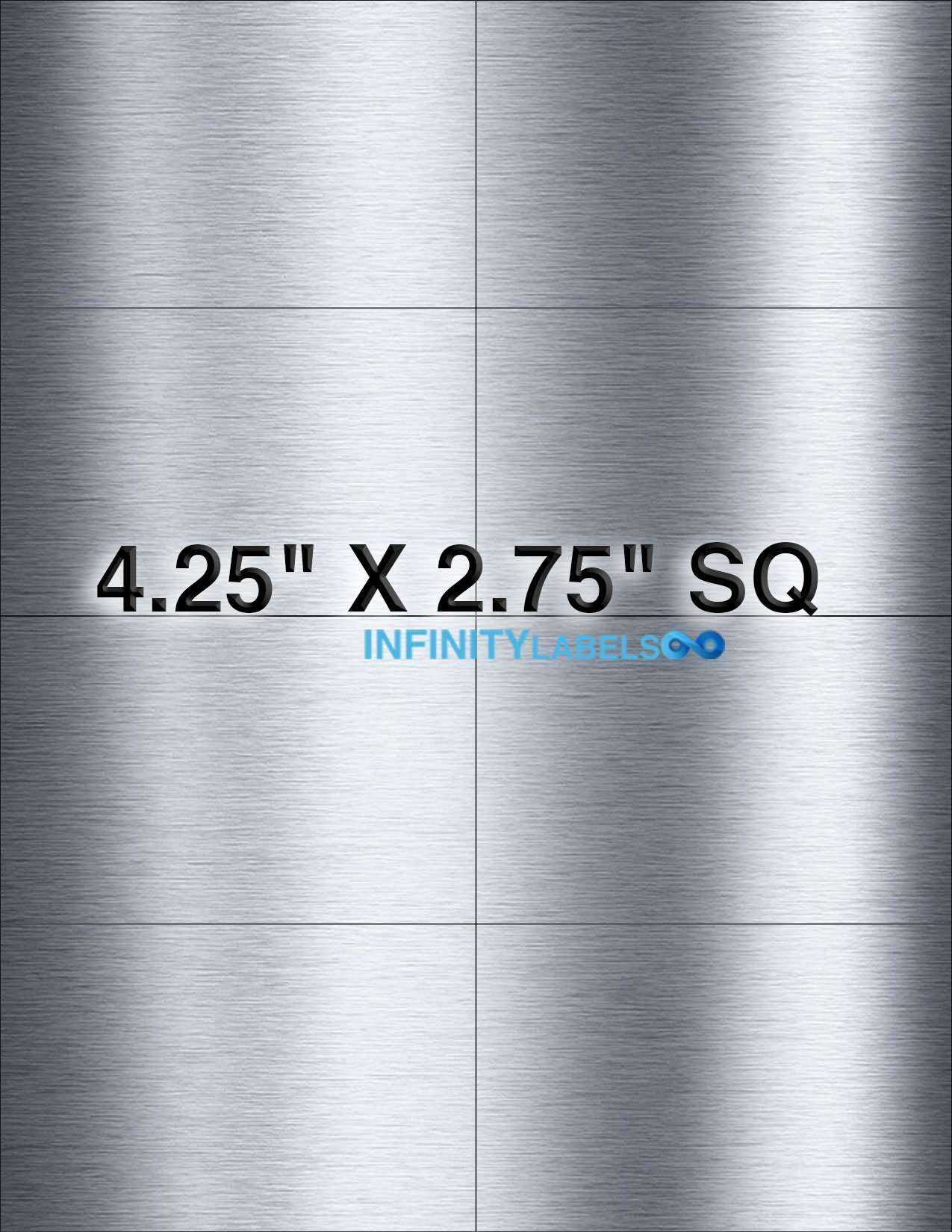 200 Laser Label Sheets, Shiny Silver Paper 4.25in. x 2.75in. Supplied 8 Labels Per Sheet. 1