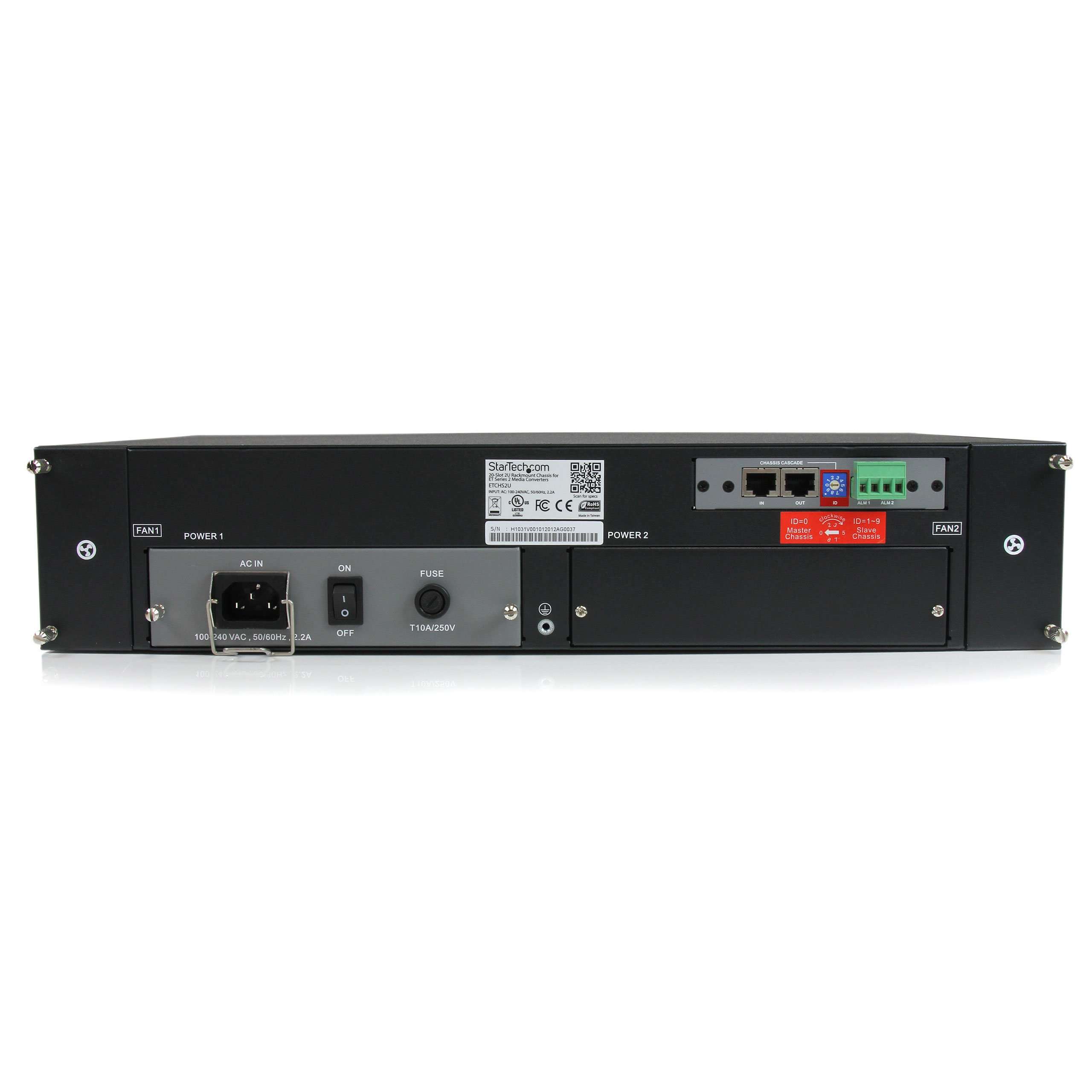 StarTech.com 20-Slot 2U Rack Mount Media Converter Chassis for ET Series 2 Fiber Media Converters (ETCHS2U),Black 2