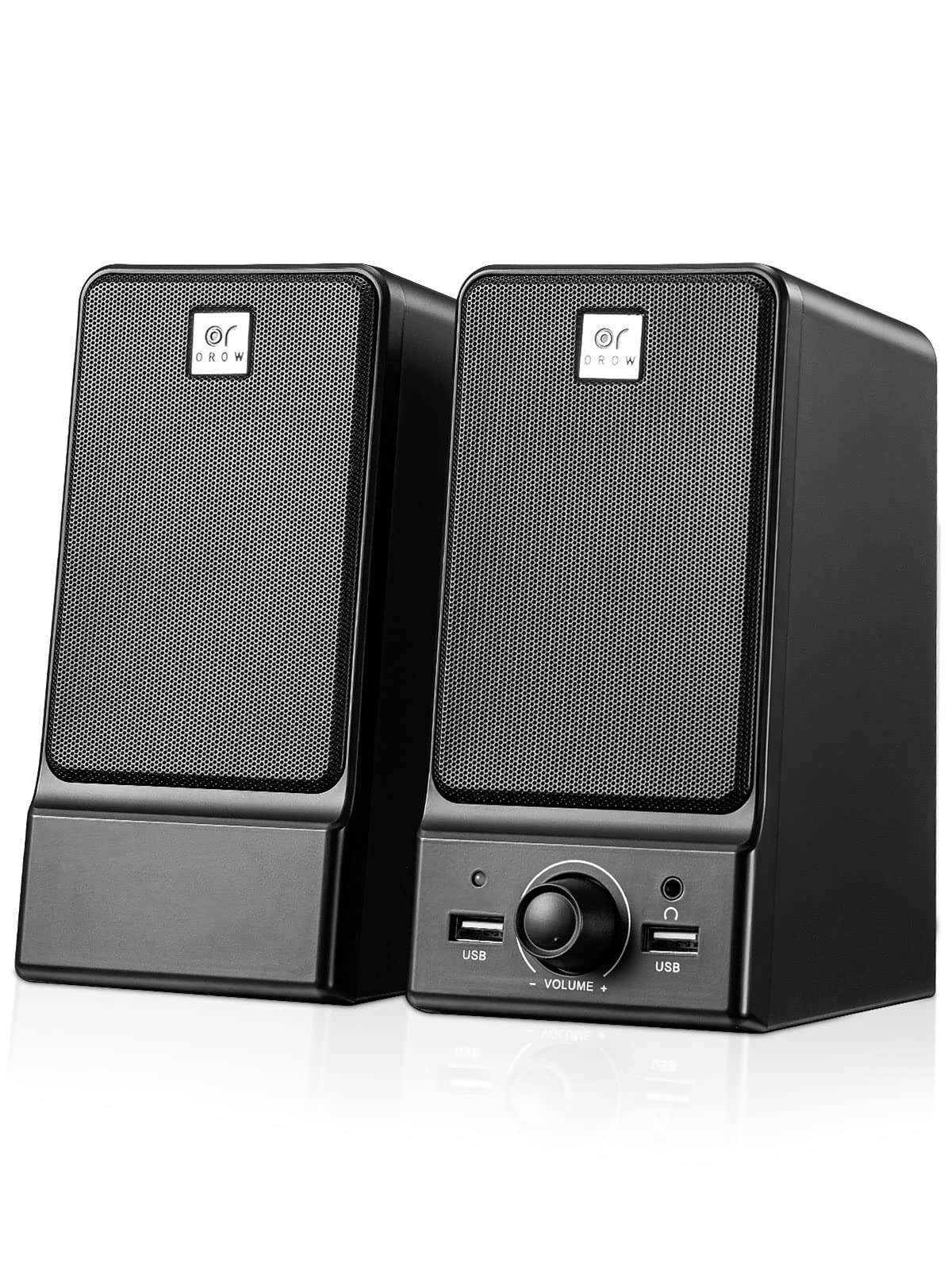OROROW USB Computer Speakers,Dual 8W External Speakers for Laptop,Built-in DSP Sound Chip,Laptop Speaker with Stereo Sound & Nice Vocals,Desktop Speaker with Headphone Jack(S203) (computer speaker)