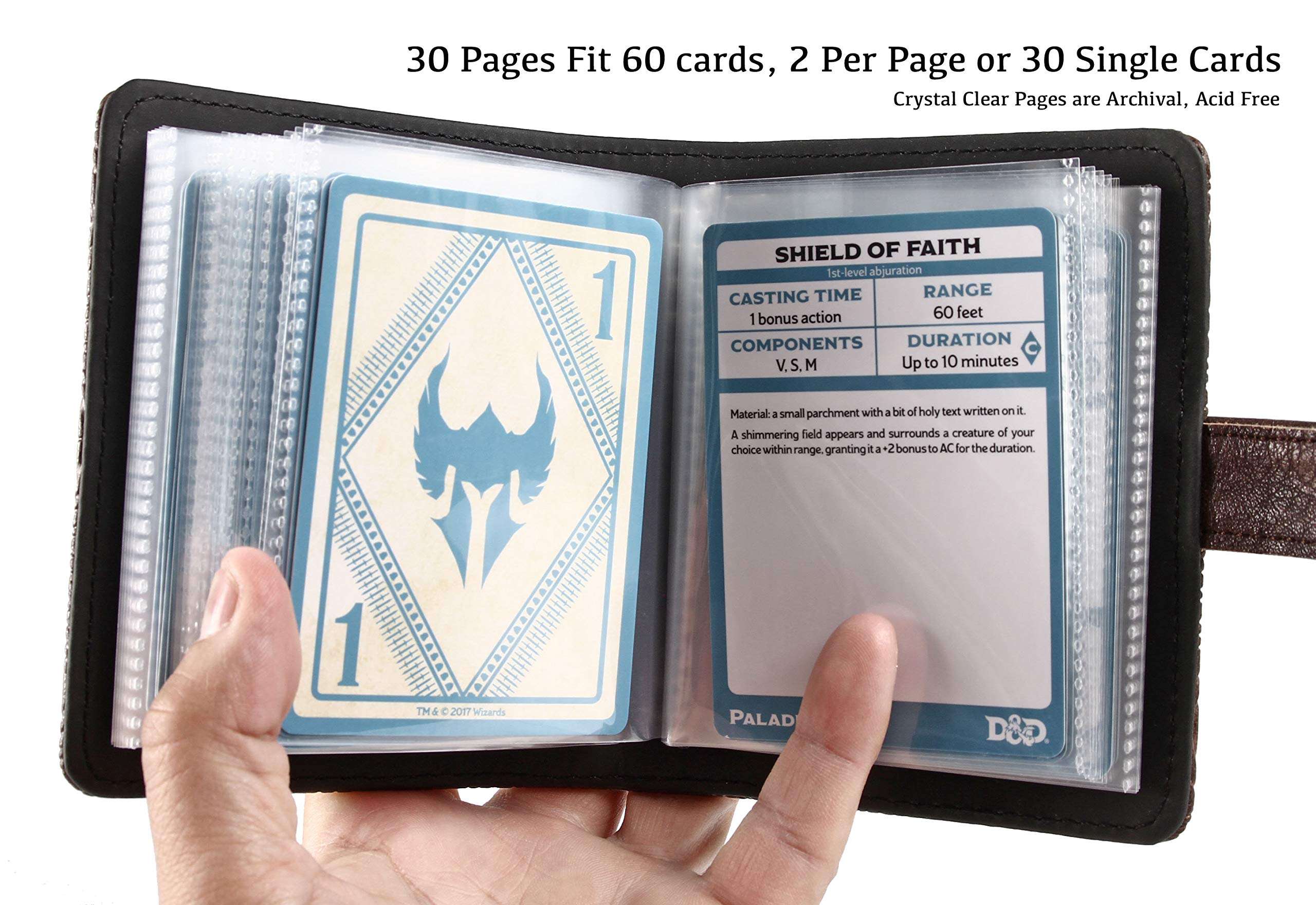 Forged Dice Co. Spellbook of Incantations (Dice Edition) Spellbook Card Holder & Deck of Dry Erase Cards with Velvet Storage Bag - Storage for D&D Spell Book Monster Magic Item Cards 6