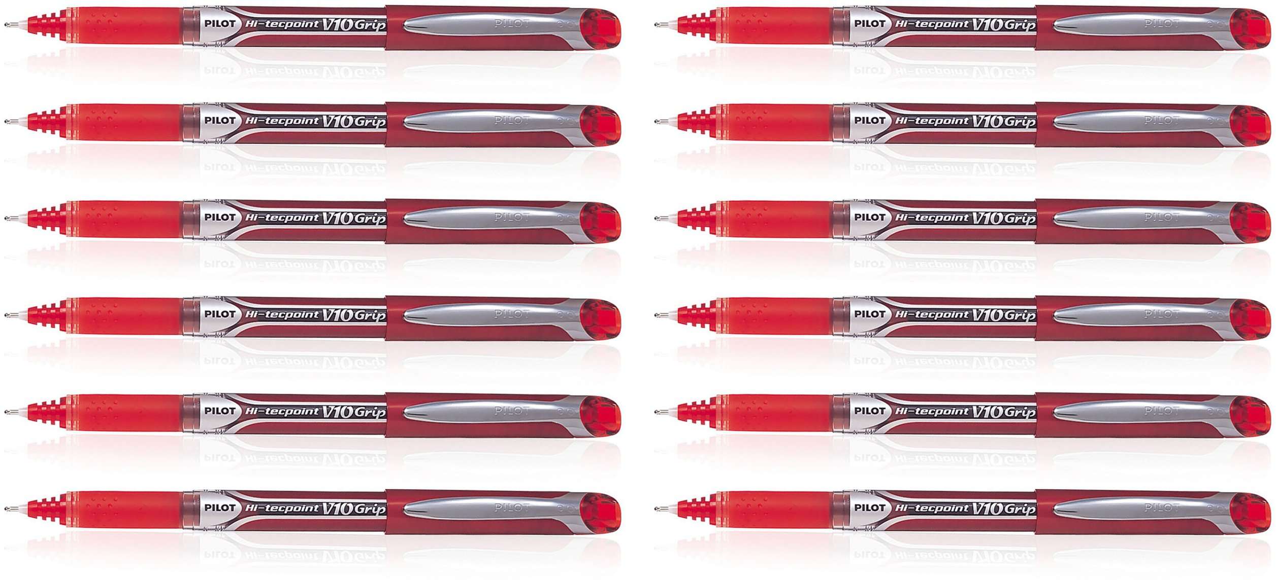 Pilot 019590 Hi-Tecpoint V10 Grip Pen (Red - Pack of 12)
