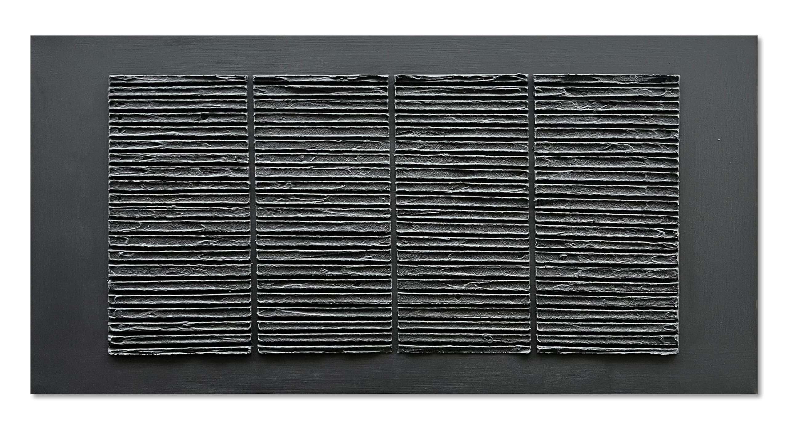 Epicler art Hand-Painted Black Abstract Wall Decorative Oil Painting Thick Texture Minimalist Art Large Home Wall Decorative Painting 30x60 inches 1