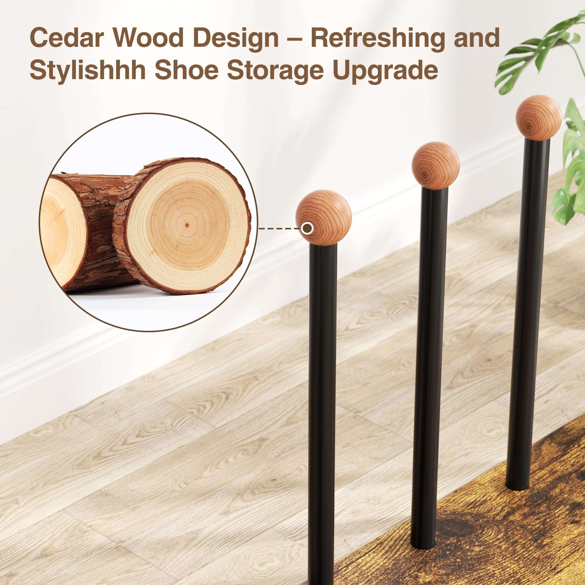 pickpiff Boot Rack 8-Pair with Cedar Balls 16.4'' Tall Shoe Organizer Free standing Metal Holder with Wood Base 5