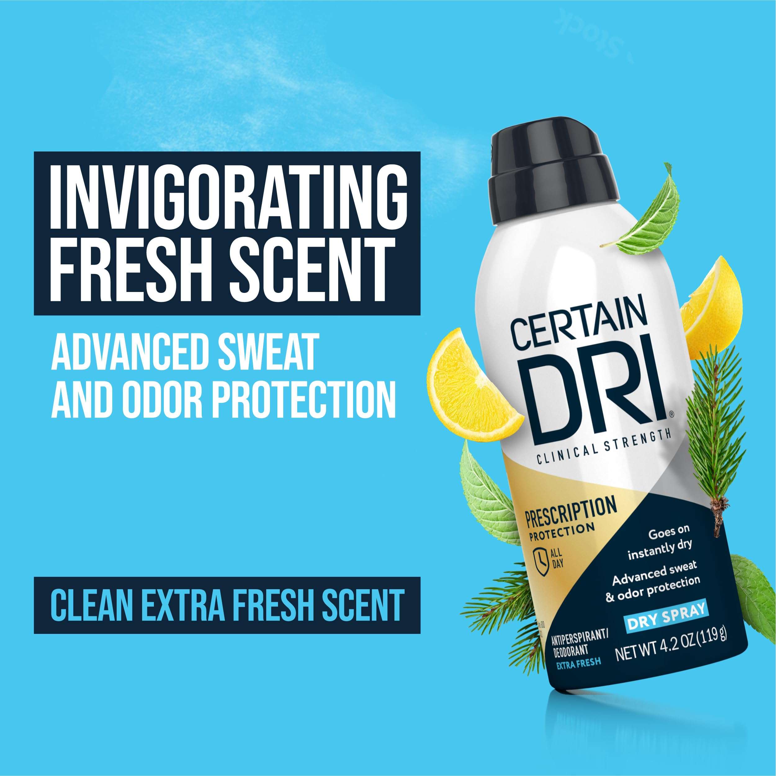Certain Dri Prescription-Strength Clinical Antiperspirant Dry Spray - 72-Hr Sweat & Odor Protection for Men & Women - Extra-Fresh Whole-Body Deodorant with 25% Aluminum Chlorohydrate - 4.2 oz - 3-Pack 2