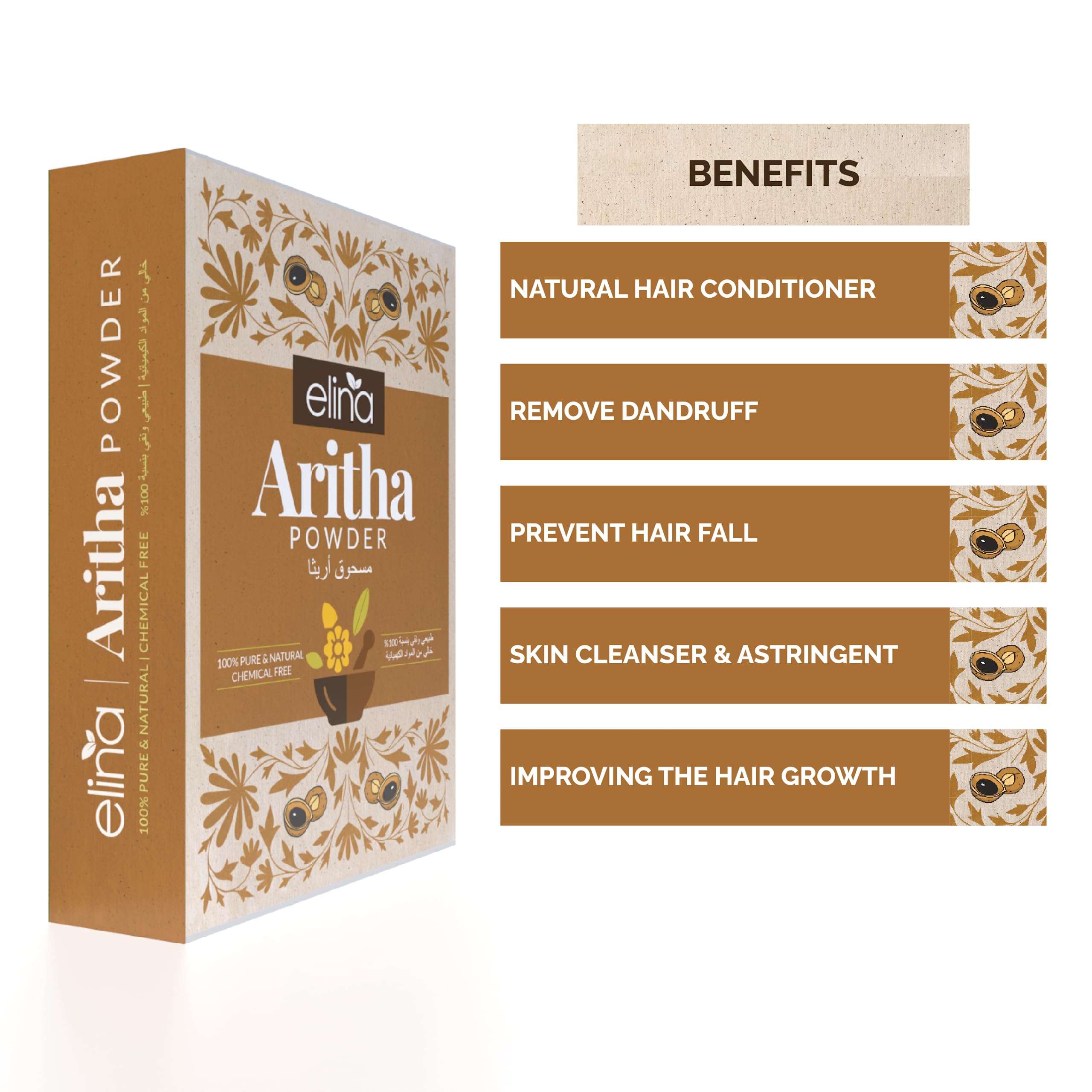 Elina Organic Herbal Powder for Hair |No Added Preservative and Additives | 100% Pure and Natural | Amla, Reetha, Shikakai, Bhringraj, Hibiscus Powder for Hair Care Combo Pack of 5(500g) 4