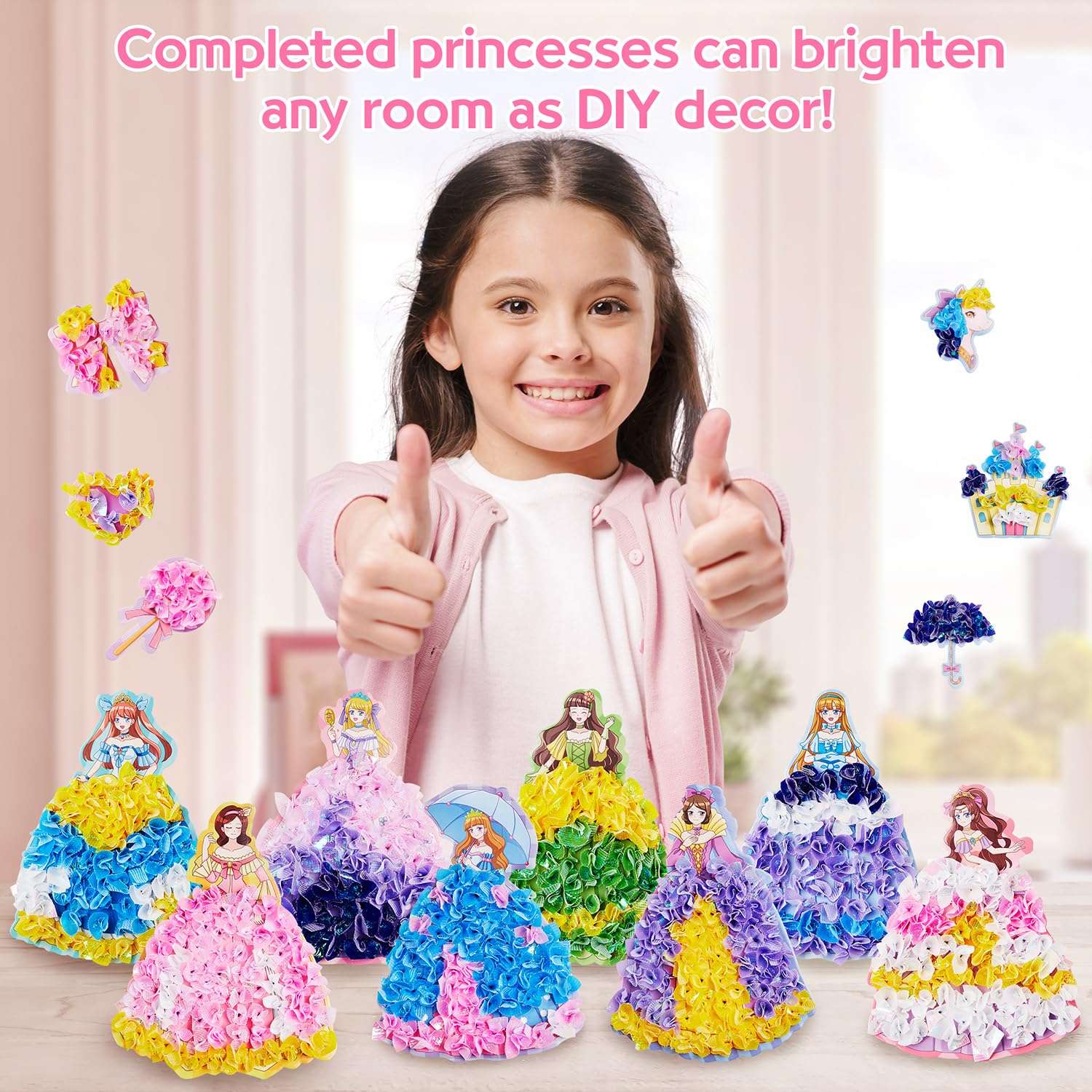 SWAKER Poke in Art, 8 Pcs Magical Princesses & 6 Pcs Accessories, Crafts for Kids Ages 5-10 Girl Gifts, Pretty Princess Game Toys for Girl, 5 6 7 8 9 Years Old Girls Birthday 6