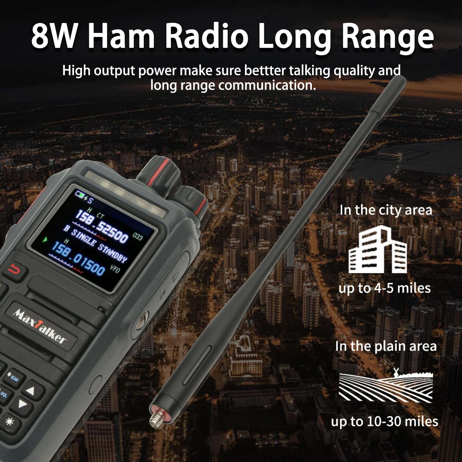GMRS Ham Radios Long Range: MaxTalker TK-W60 Rechargeable 2 Way Radio Long Range Waterproof Ham Radio Handheld, AM/FM/NOAA/UHF/VHF Radio, Walkie Talkies for Adults 2 Pack 6