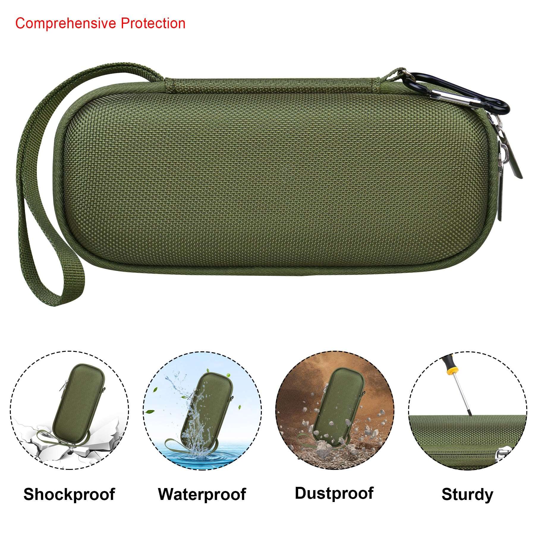 Elonbo Carrying Case ​for Sonos Roam 2 / Sonos Roam Portable Waterproof Bluetooth Speaker, Compact Wireless Speaker Hard Travel Protective Bag Storage Holder, Extra Mesh Pocket Fits Cable, Green 4
