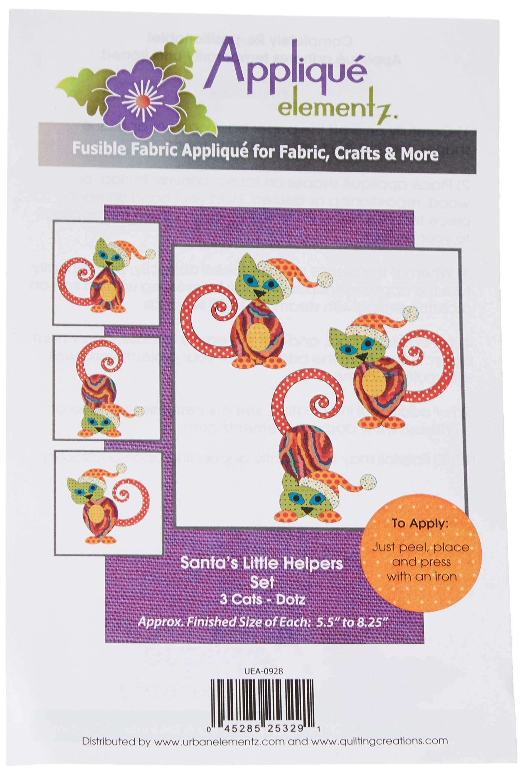 Sten Source UEA-0928 Santa's Little Helpers Cat Set Urban Elementz Fusible Applique, Multicolor 2