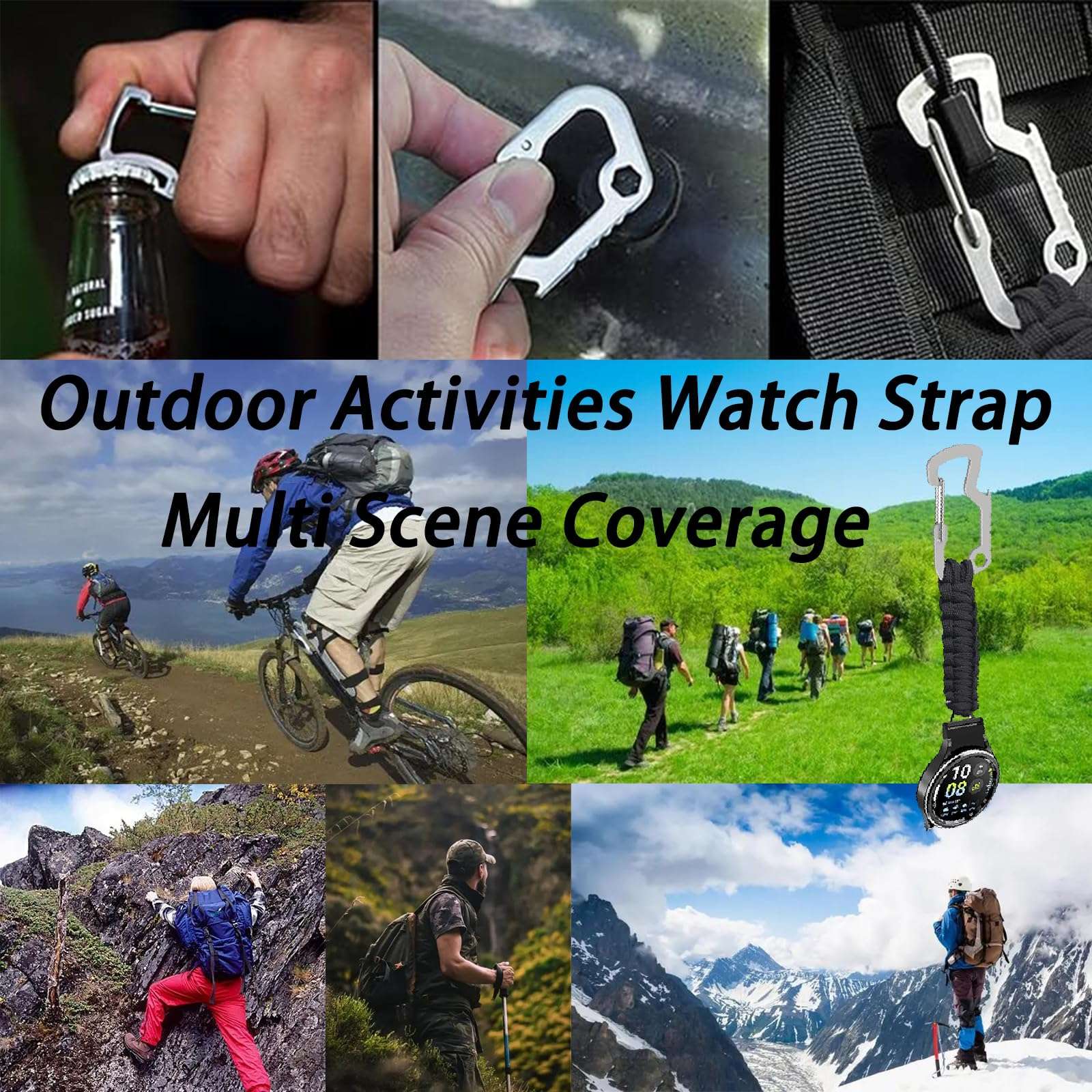 Wuryuema Keychain Clip Watch Band Compatible with Samsung Galaxy Watch 6/6Classic,Galaxy Watch5/5Pro,Galaxy Watch4/4Classic Paracord Watch Strap,No Gap Sport Strap for Galaxy Watch Band Women Men 5