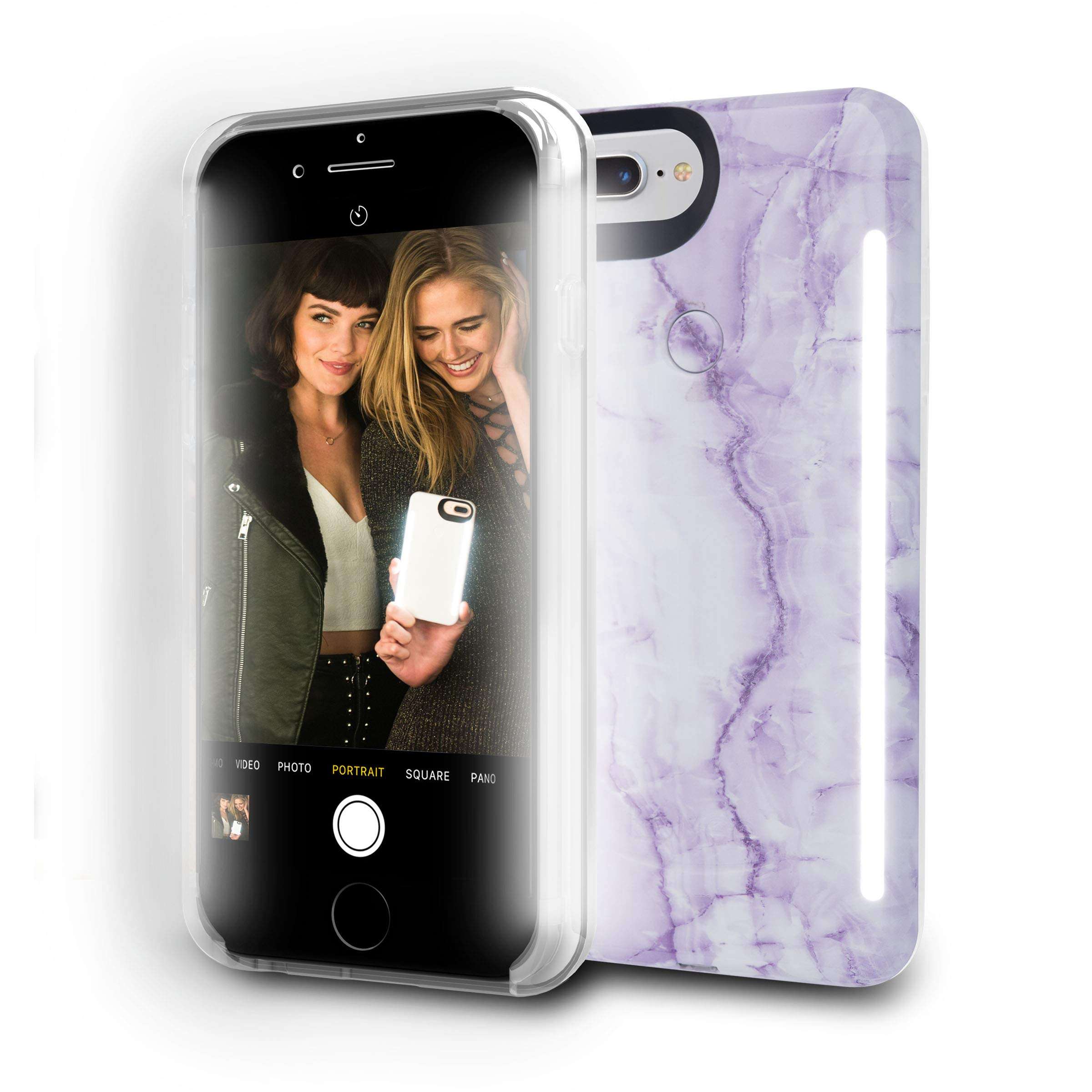LuMee Duo Phone Case | Front & Back LED Lighting, Variable Dimmer | Shock Absorption, Bumper Case, Selfie Phone Case | iPhone 8+ / iPhone 7+ / iPhone 6s+ / iPhone 6+ (Lavender Marble), Model:LD-IP8PV2-LMR 5