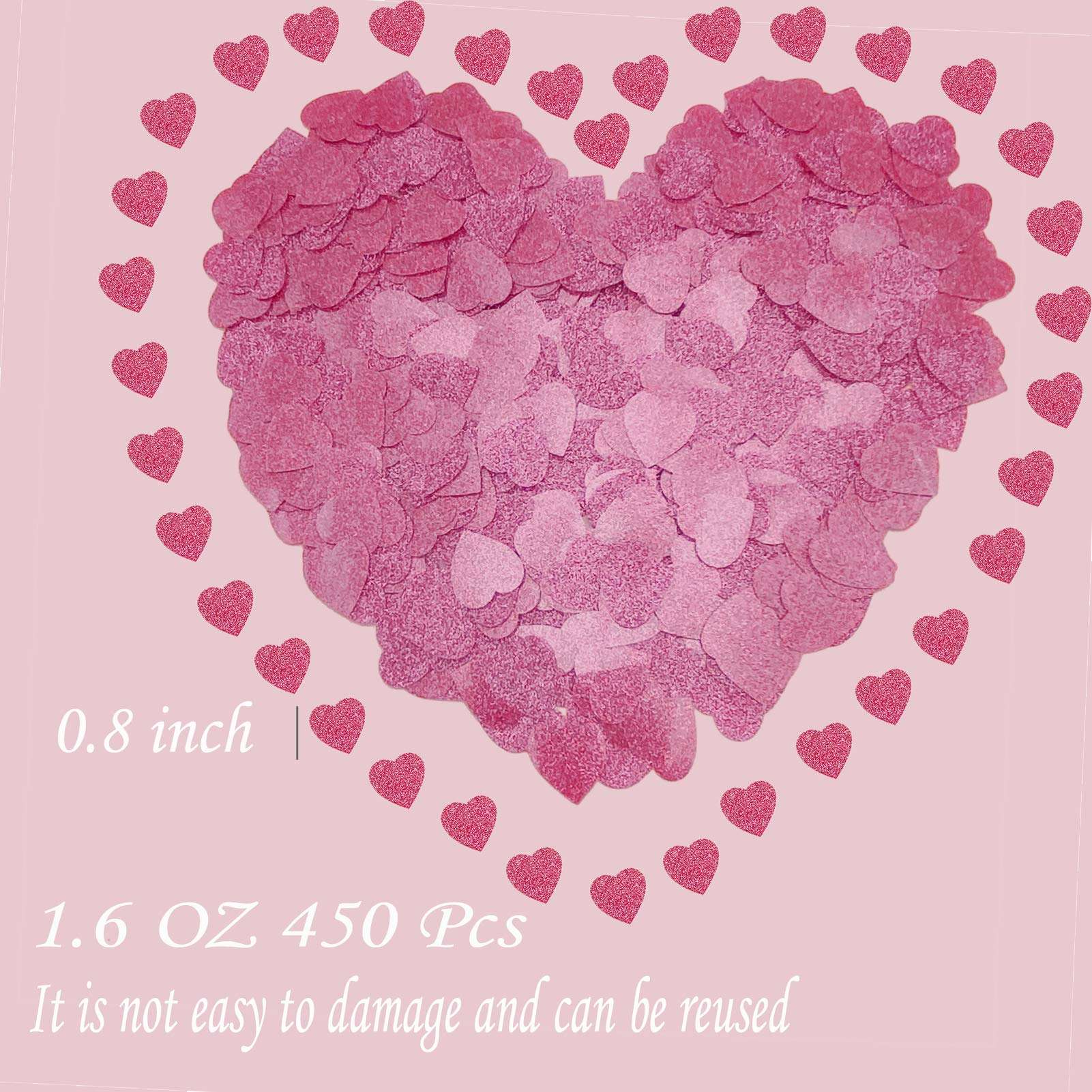 Heart Confetti Glittery Rose Gold Love | Valentine's Day Wedding Anniversary Engagement Bachelorette Party Festival Decoration Supplies | Eco-Friendly PVC | 45g 1.6OZ 450Pcs 6