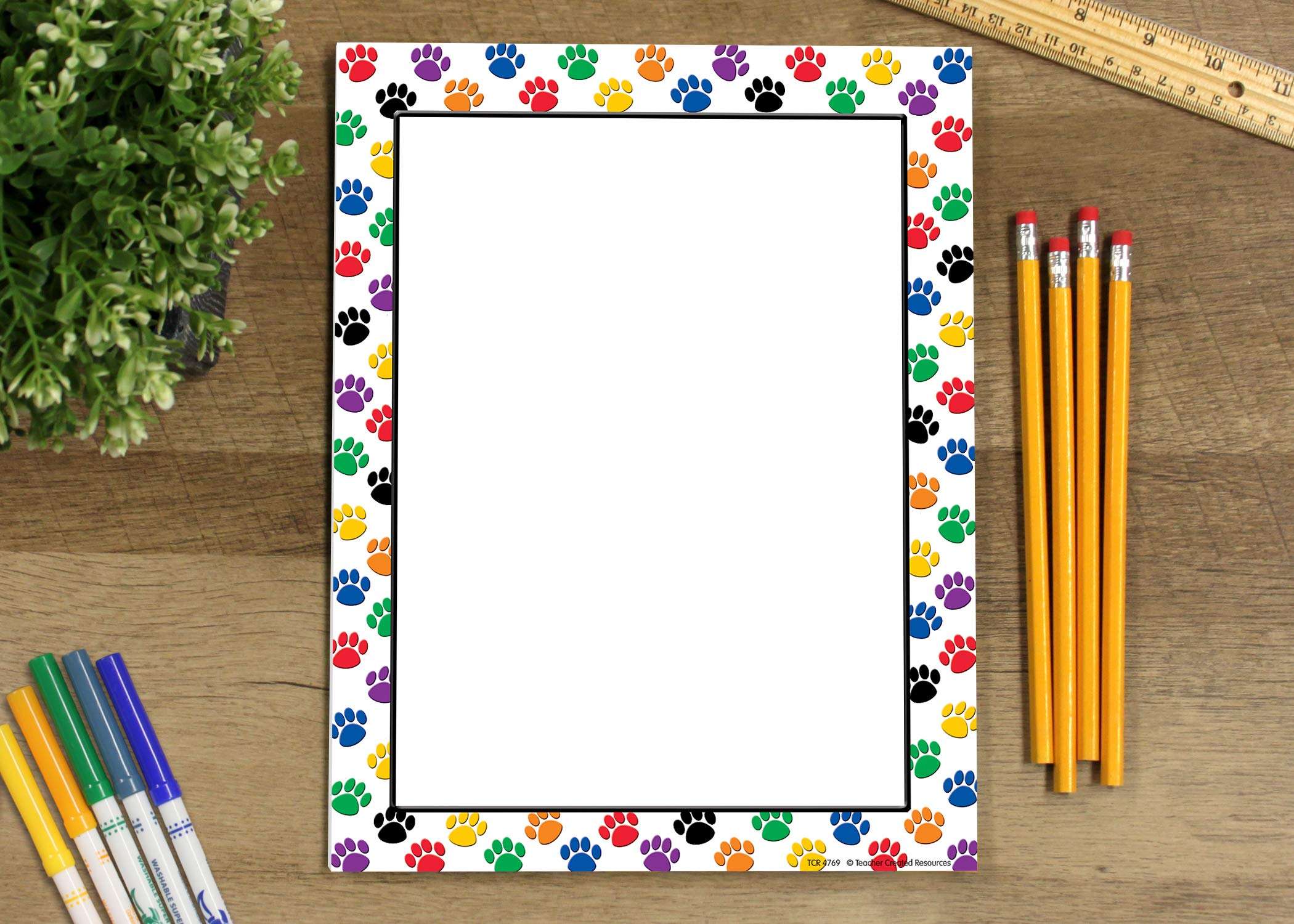 Teacher Created Resources Colorful Paw Prints Computer Paper (4769), Multicolor 8.5 inches X 11 inches 2