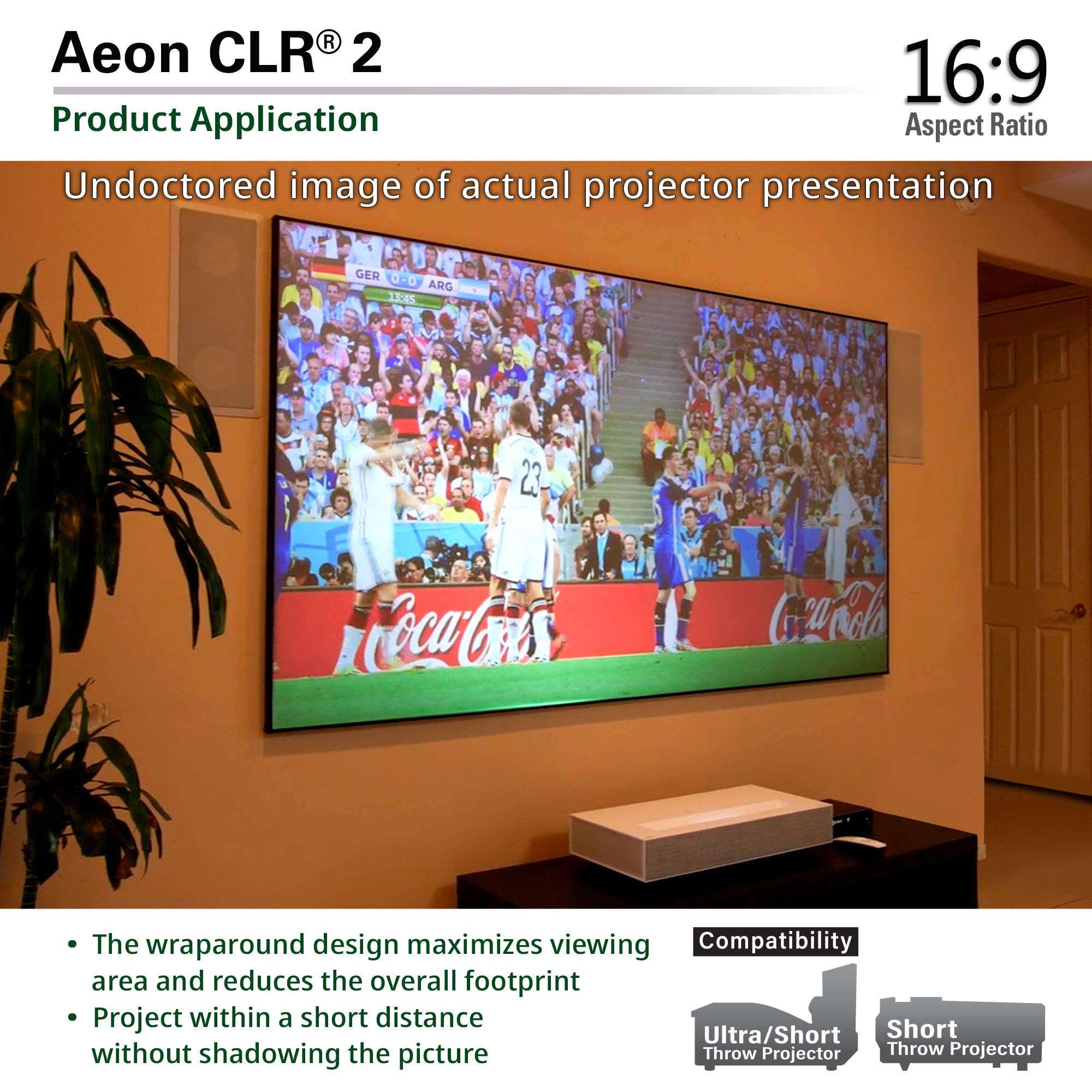 Elite Screens 123 inch ALR Projector Screen UST or Short Throw 16:9 4K 90% Ambient Light Rejecting Edge Free Fixed Frame Grey Projector Screen Indoor Movie Screen Home Theater Aeon CLR 2 AR123H-CLR2 5