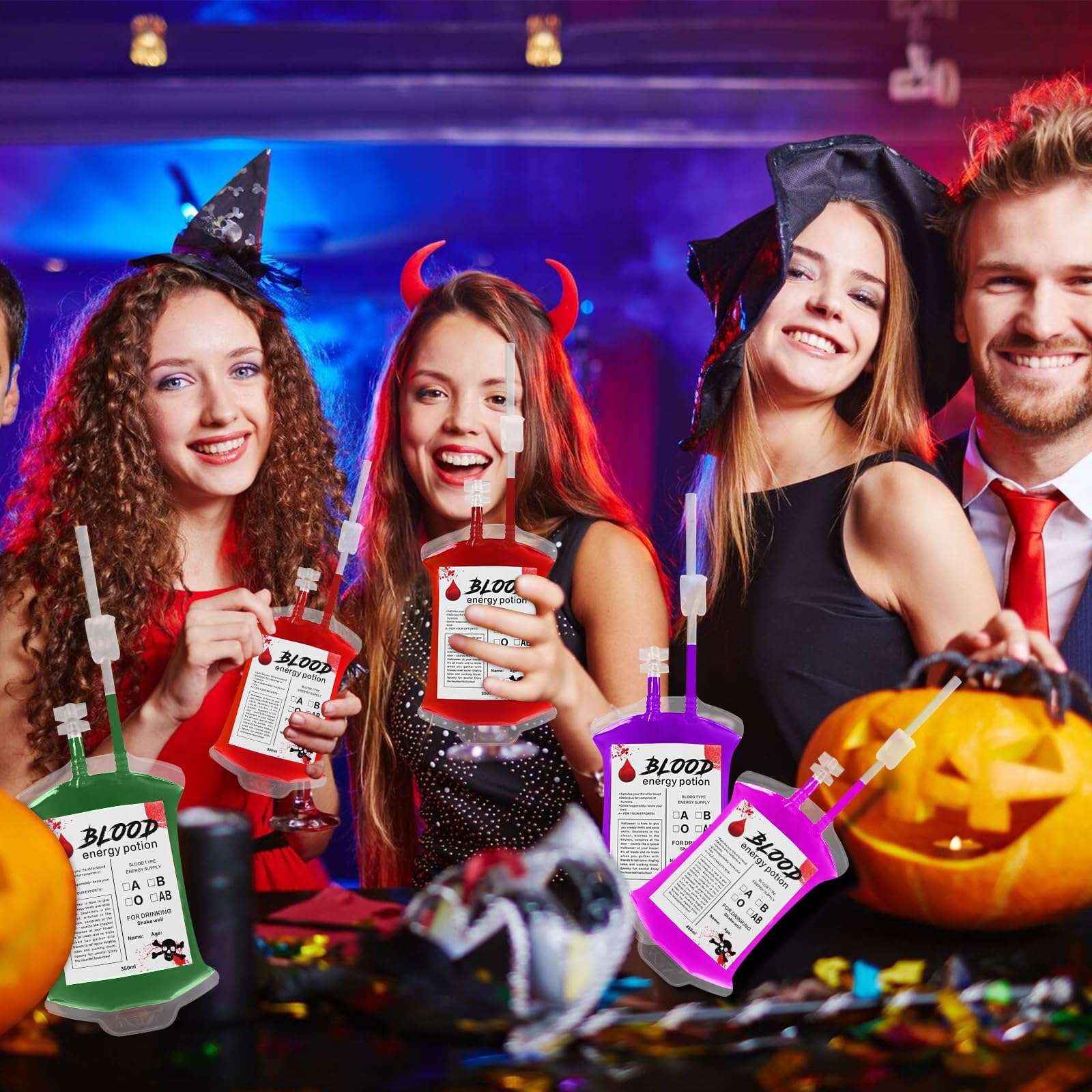 Halloween Blood Bags: 10pcs Halloween Blood Bags for Drinks, IV Bags for Halloween Party decorations, Blood Bags for Halloween, Vampire Themed Parties and Masquerade, Nurse Graduation Party Props 3