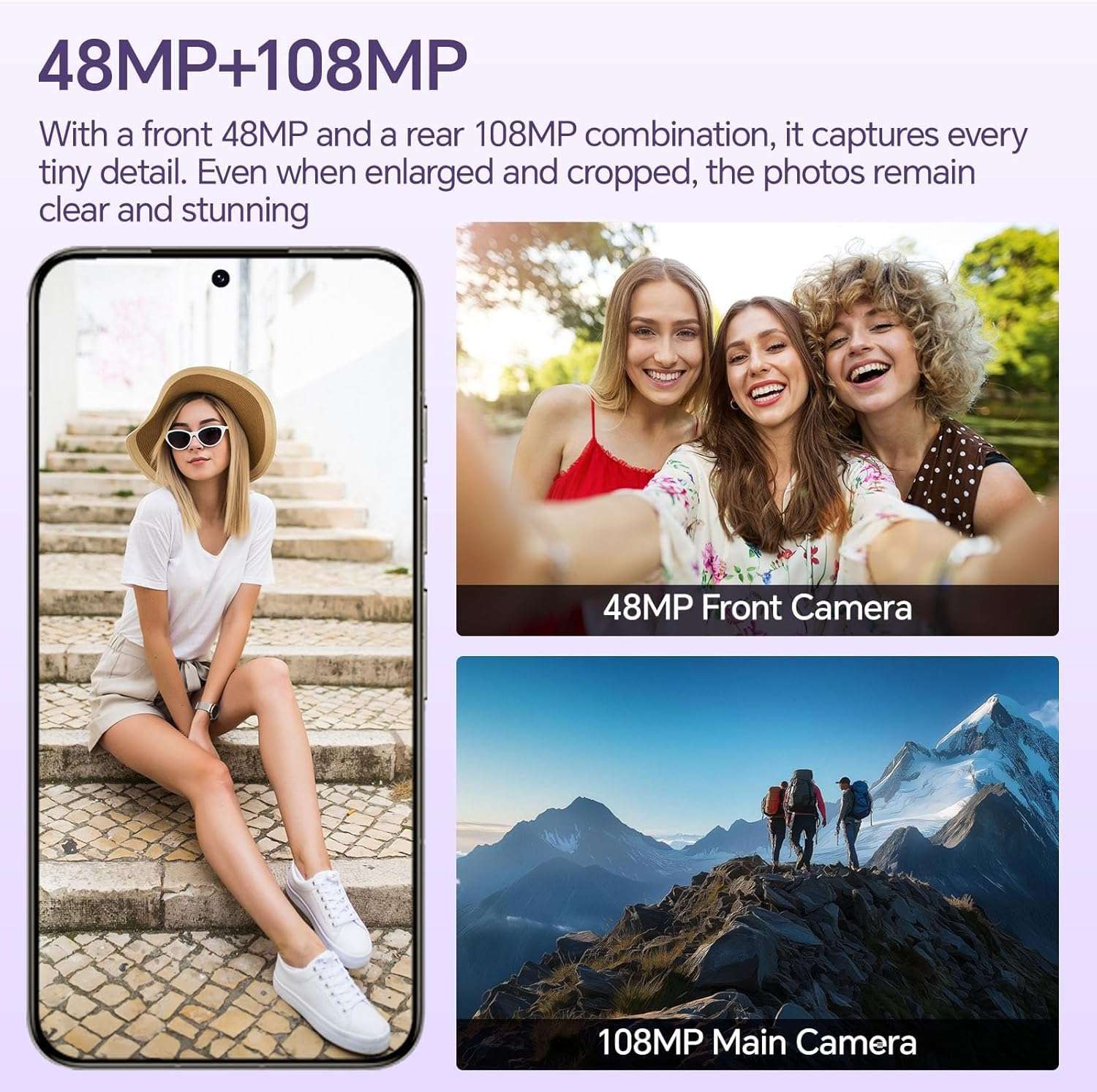 Unlocked Android Phones M24, 12GB RAM+512GB ROM Smartphone, 6.8" HD+ Display, 5000mAh Long-Lasting Battery Cell Phones, 108MP+48MP Camera, Face ID/WiFi/Bluetooth/GPS 4