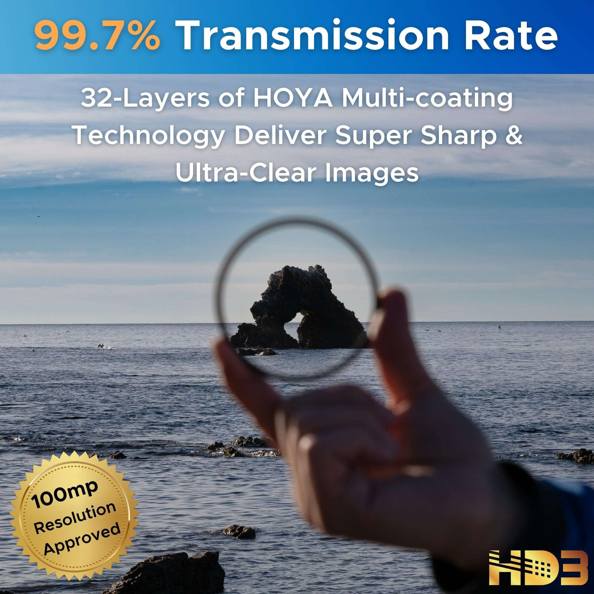 Hoya HD3 55mm UV Protector Filter - Re-Certified for 100MP+ Cameras with Ultra-Hard Nano Coating UV Filter - Stain Resistant, Smudge and Waterproof UV Lens Filter with Aluminum Frame 2