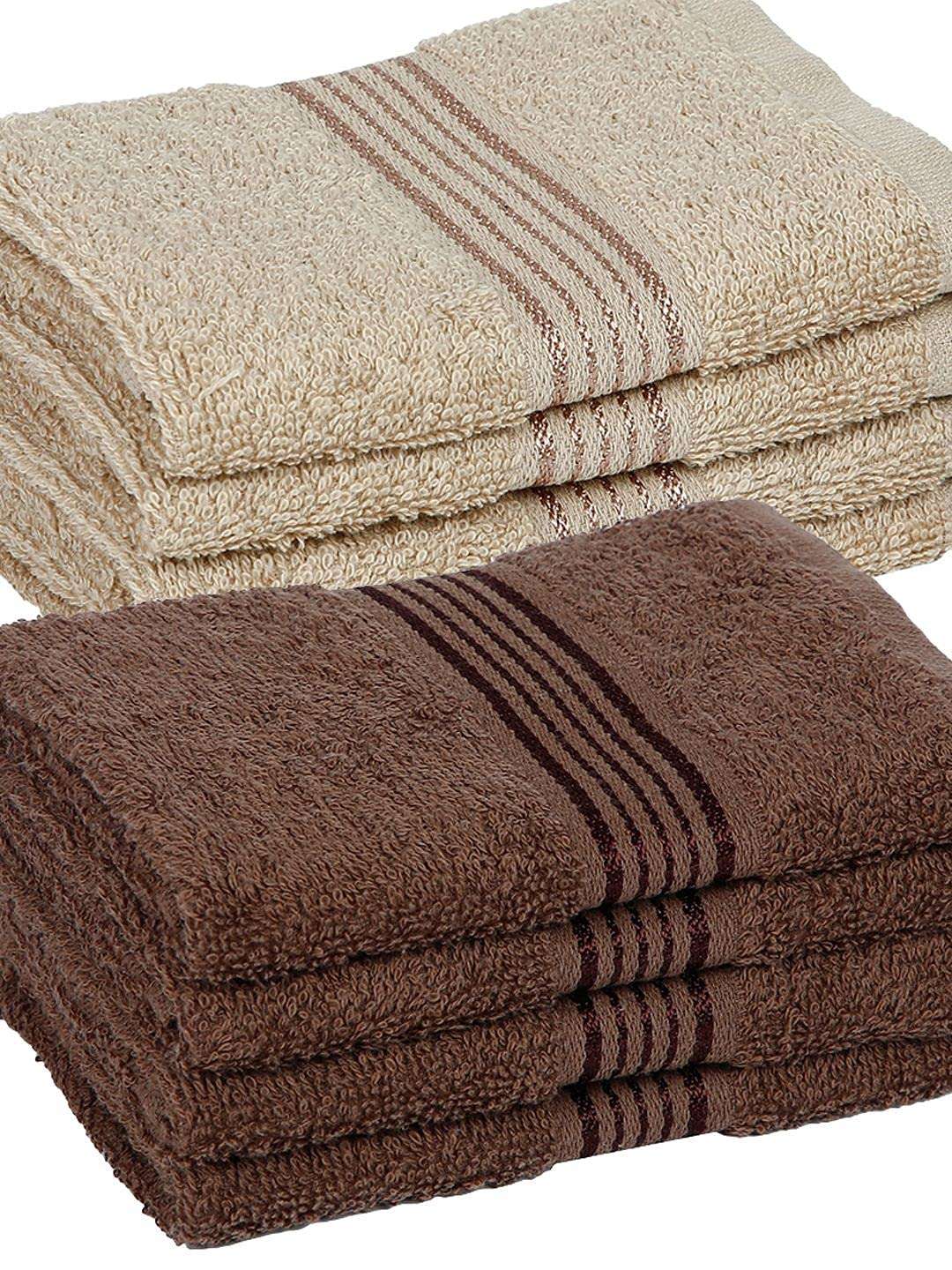 KOPA Quick Dry 100% Cotton Soft Terry Towel -8pc Face Towel (d'ross) - Super Absorbent, Lightweight, Odour Free - for Men, Women, Kids Solid-Taupe/Brown 5
