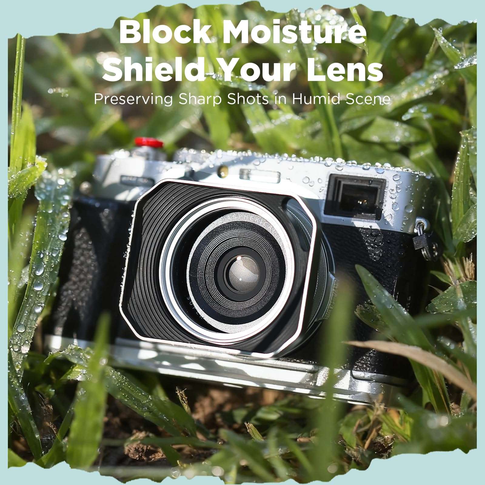 Haoge Square Metal Lens Hood for Fujifilm X100VI X100V X100F X100T X100S X70 Fuji Photo Camera Accessories Silver with 49mm Uv Filter Adapter Ring Hollow Out Designed LH-X1006-PS 3