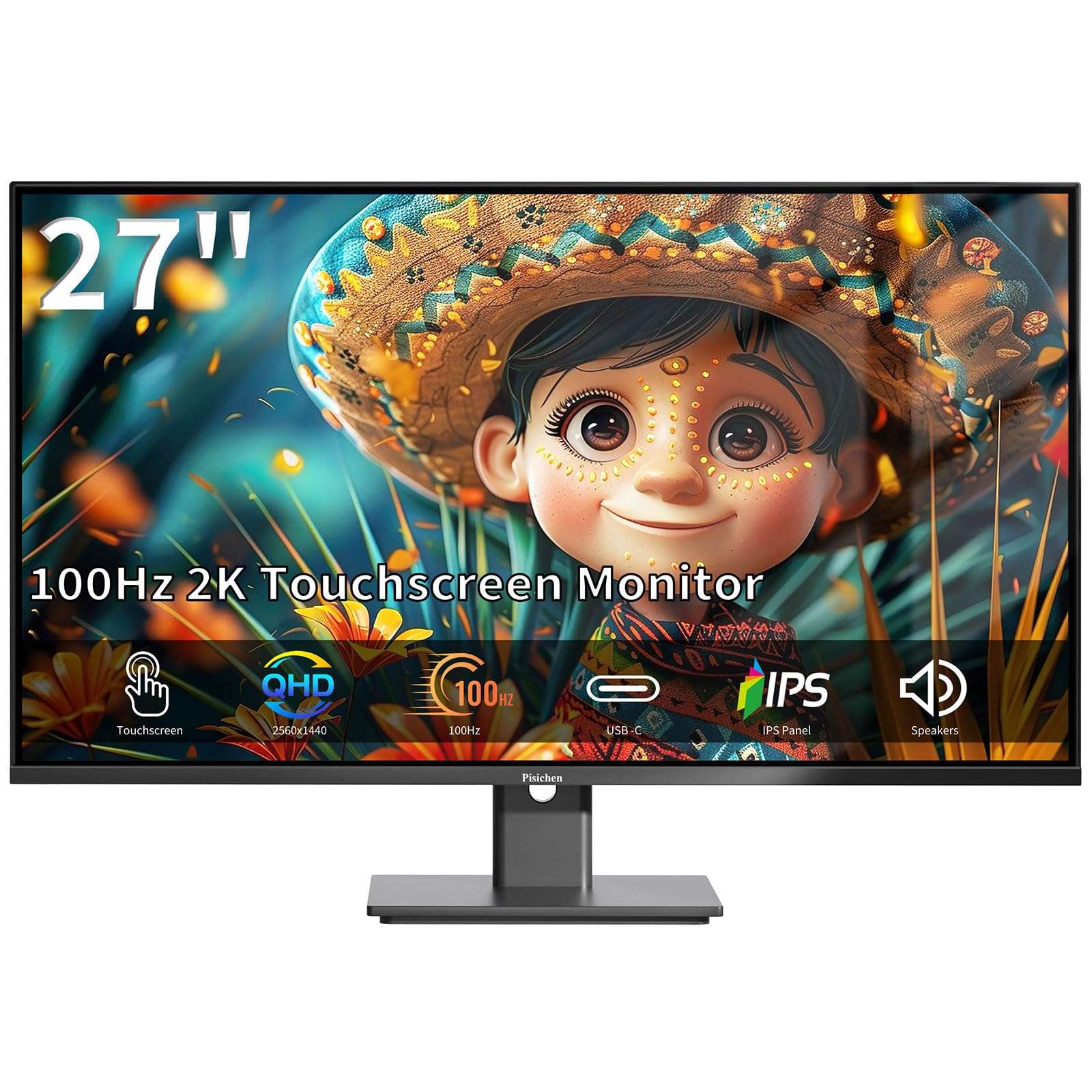 Pisichen Computer Monitor, 22 Inch PC Monitor HD 1920x1080, Monitor with HDMI & VGA Interface, 5ms, 75Hz, Brightness 250 cd/m², Computer Screen for Laptop/PS3/PS4, Built-in Speakers 1