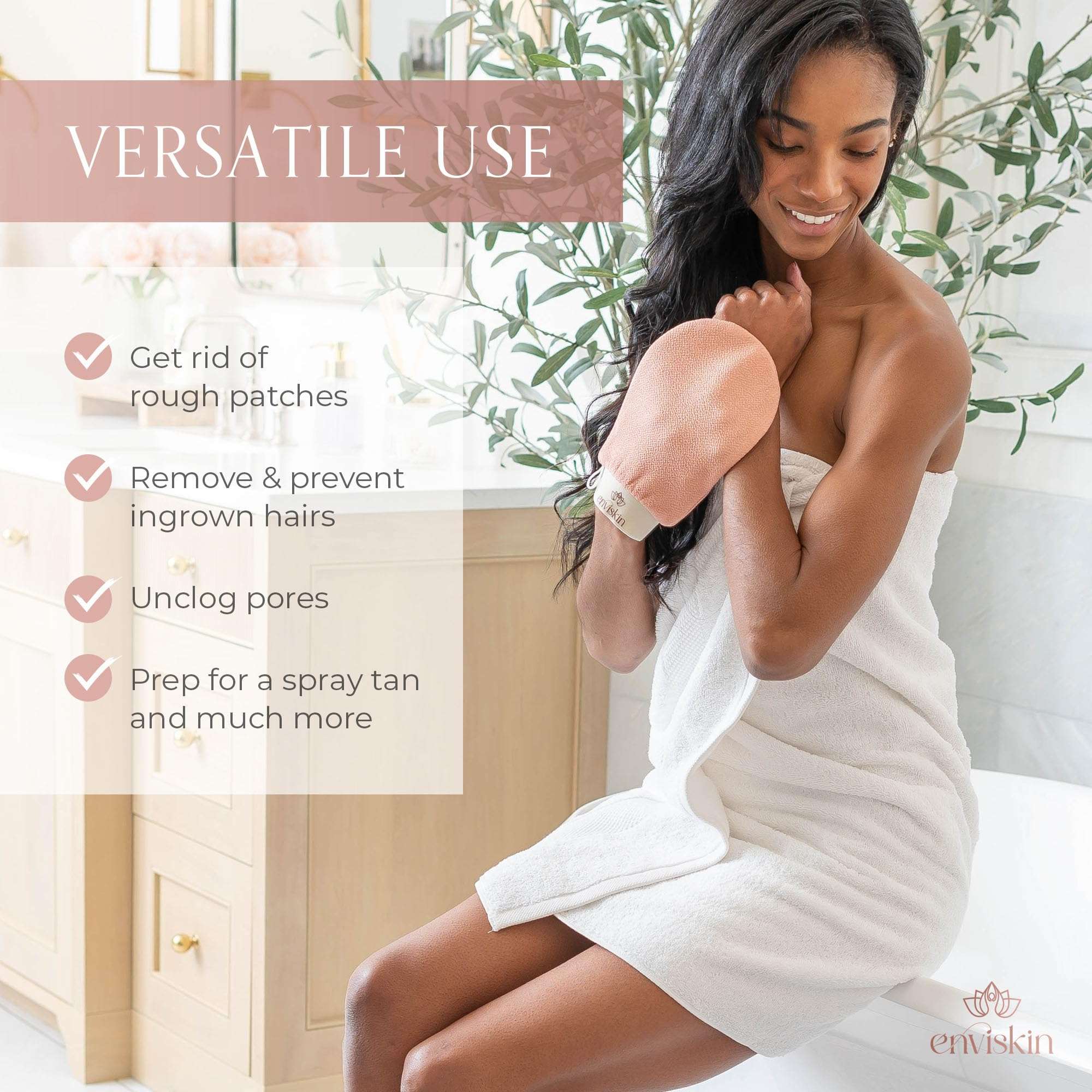 Enviskin Dermaglow Deep Exfoliating Glove - Plant Based Body Exfoliator for Kerotosis Pilaris & Spray Tan Removal -Pink 6