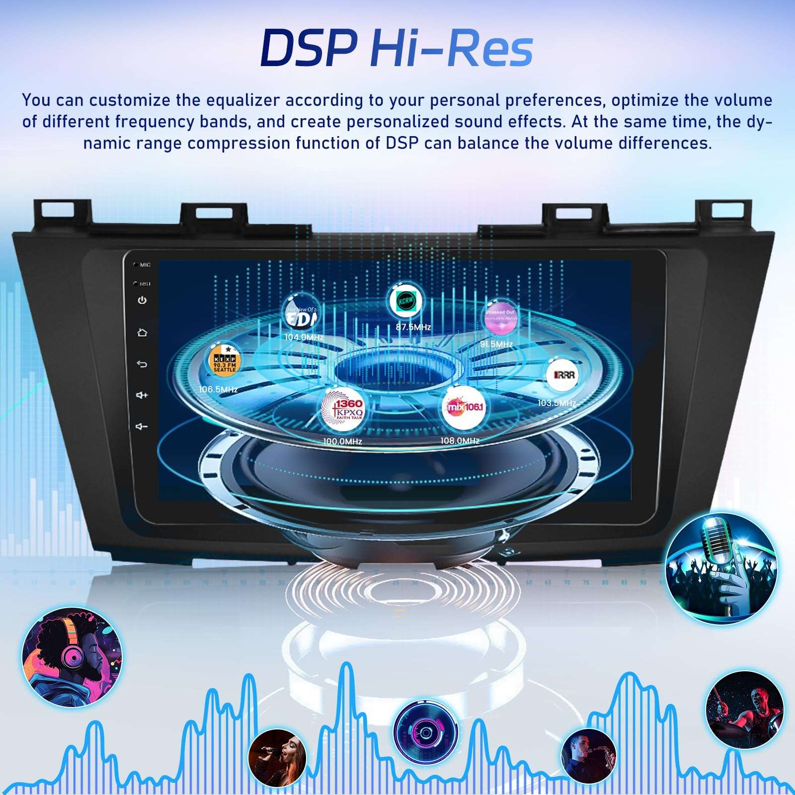 [Qualcomm 8 Core 4+64G] Android 15 Car Radio for Mazda 5 CW 2010-2015 with Wireless Carplay and Android Auto - 9 Inch 1280 * 720 IPS Touchscreen Car Stereo - DSP/GPS/WiFi/SWC + AHD Backup Camera 6