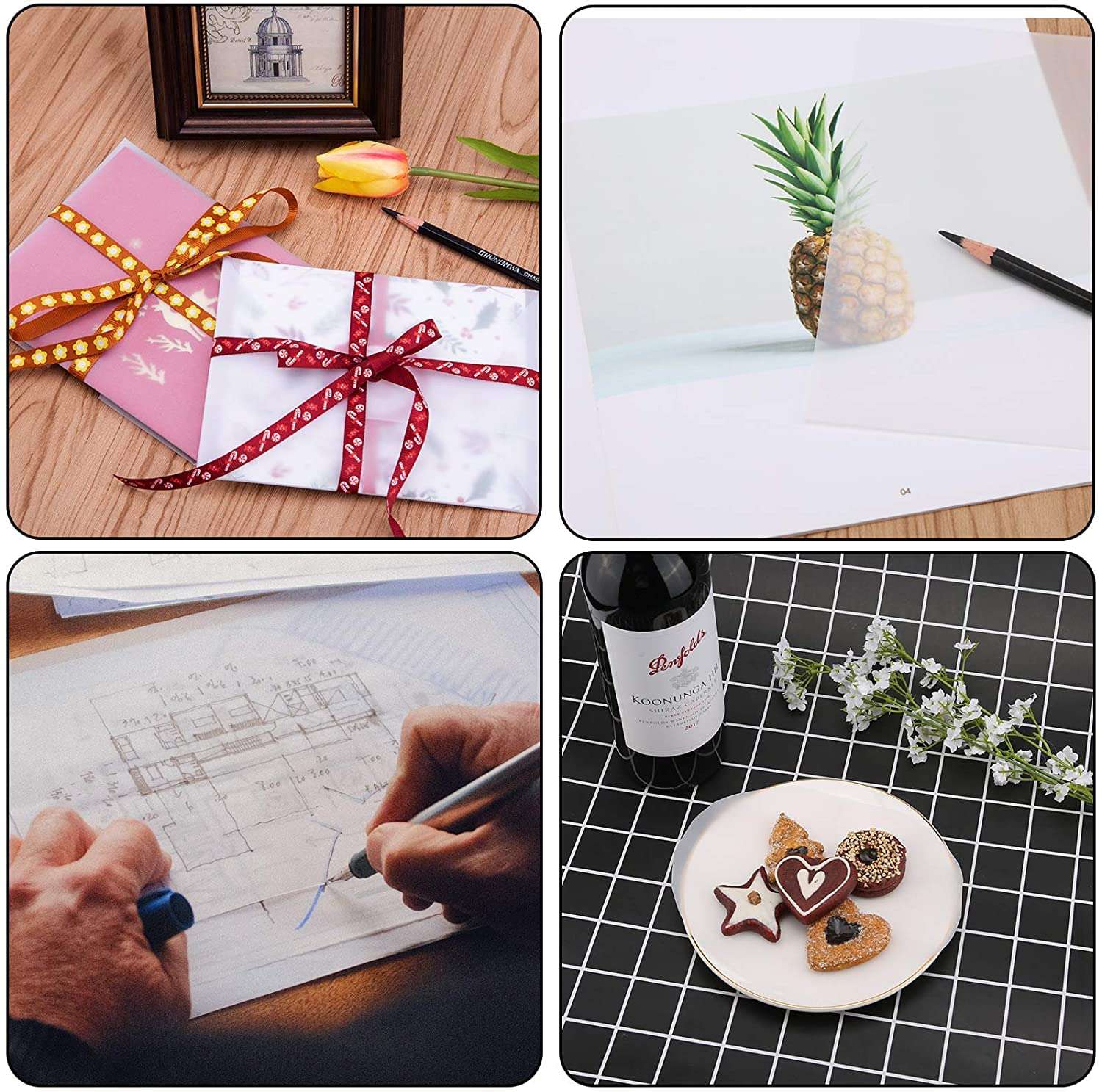 AIEX 50 Sheet 11 x 8.5 Inch Translucent Vellum Paper, Clear Tracing Vellum Sheet, Printable Vellum Drafting Paper for Art Printing Sketching Drawing Scrapbooking 5