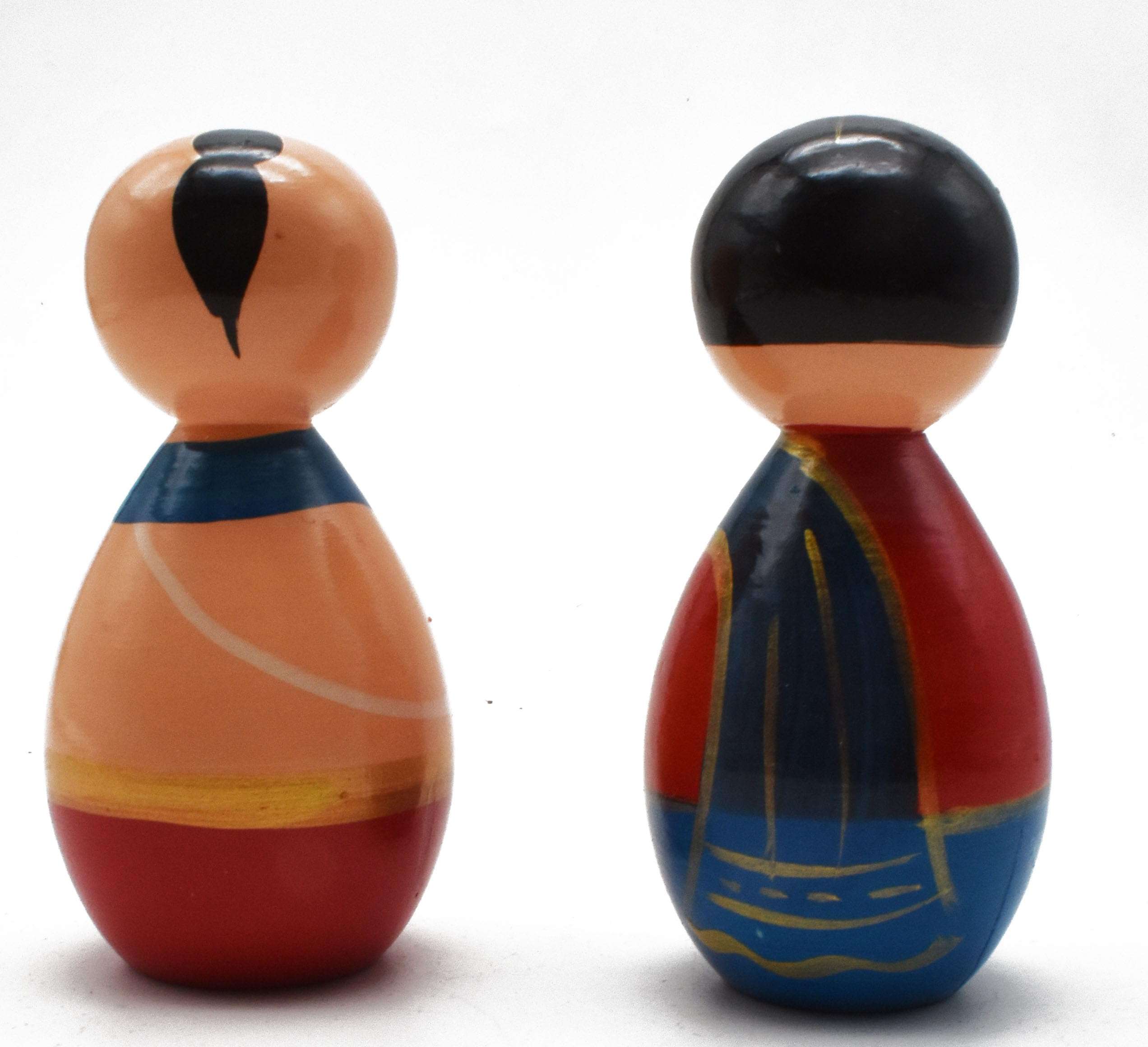 justhandmade Wooden Couple Doll | Mama Mami Doll | Pair Doll | Multicolor - Home Decor Showpiece Small (Dark Blue) 5