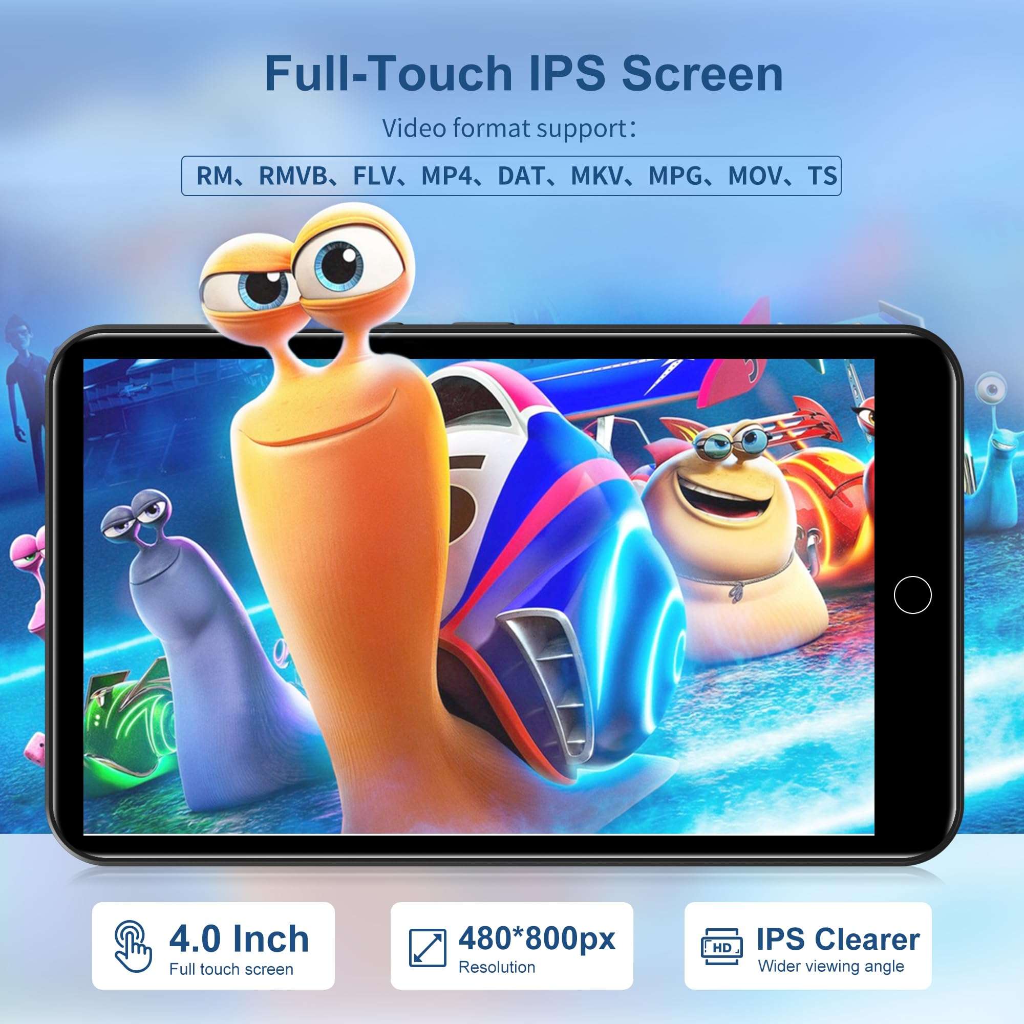 80GB MP3 Player with Bluetooth and WiFi, 4-inch Touch Screen mp3 Players with Bluetooth ， with Spotify, SpotifyKids, Audible, Andora, Amazon Player, MP4&MP3 Player up to 1TB (Black) 5