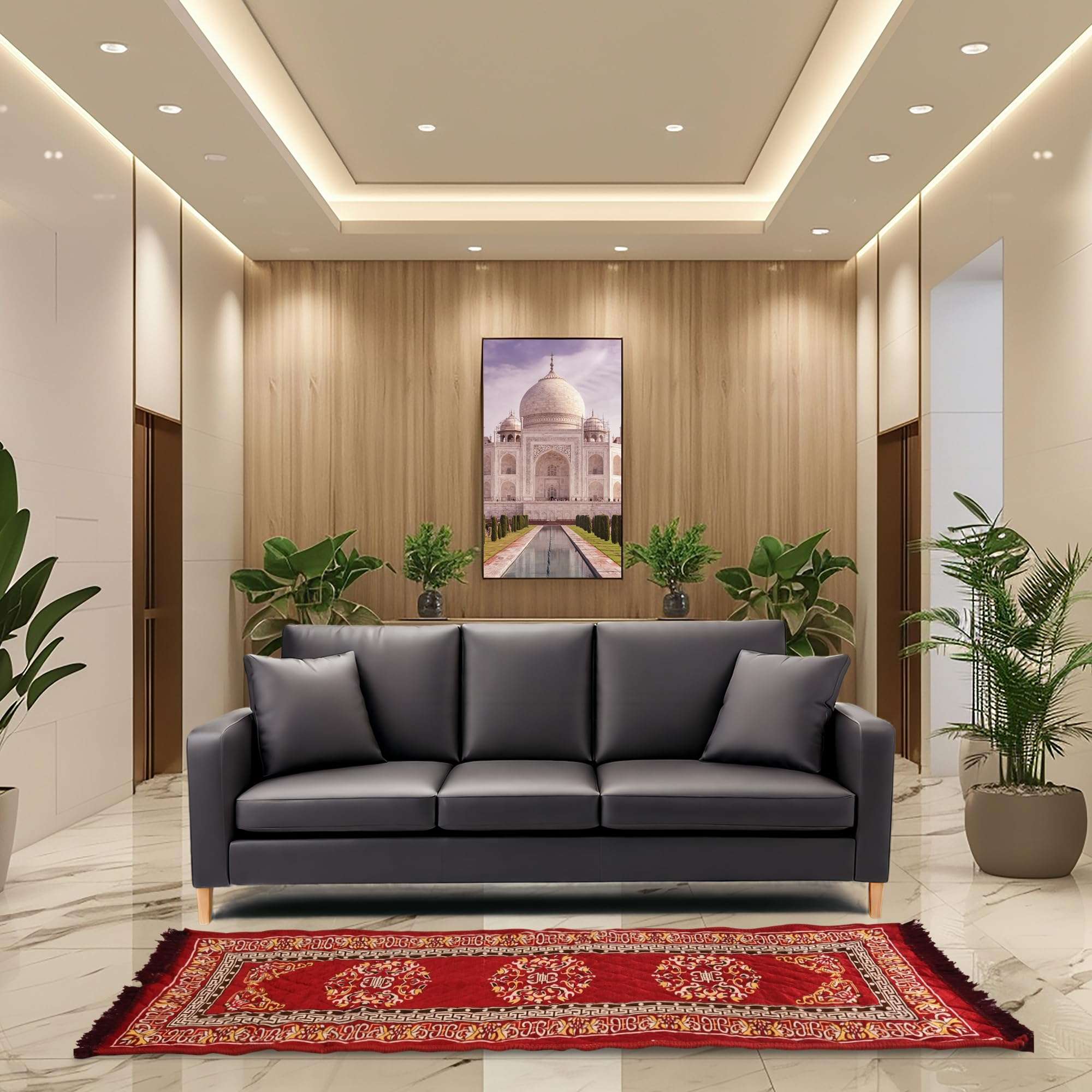 Kuber Industries Bed Side Runner (6x2 Ft) Long Prayer-Yoga Mat | Velvet Bedside Floor Mat | Rug For Living Room | Kitchen Carpet For Floor | Rangoli Design- Maroon 1