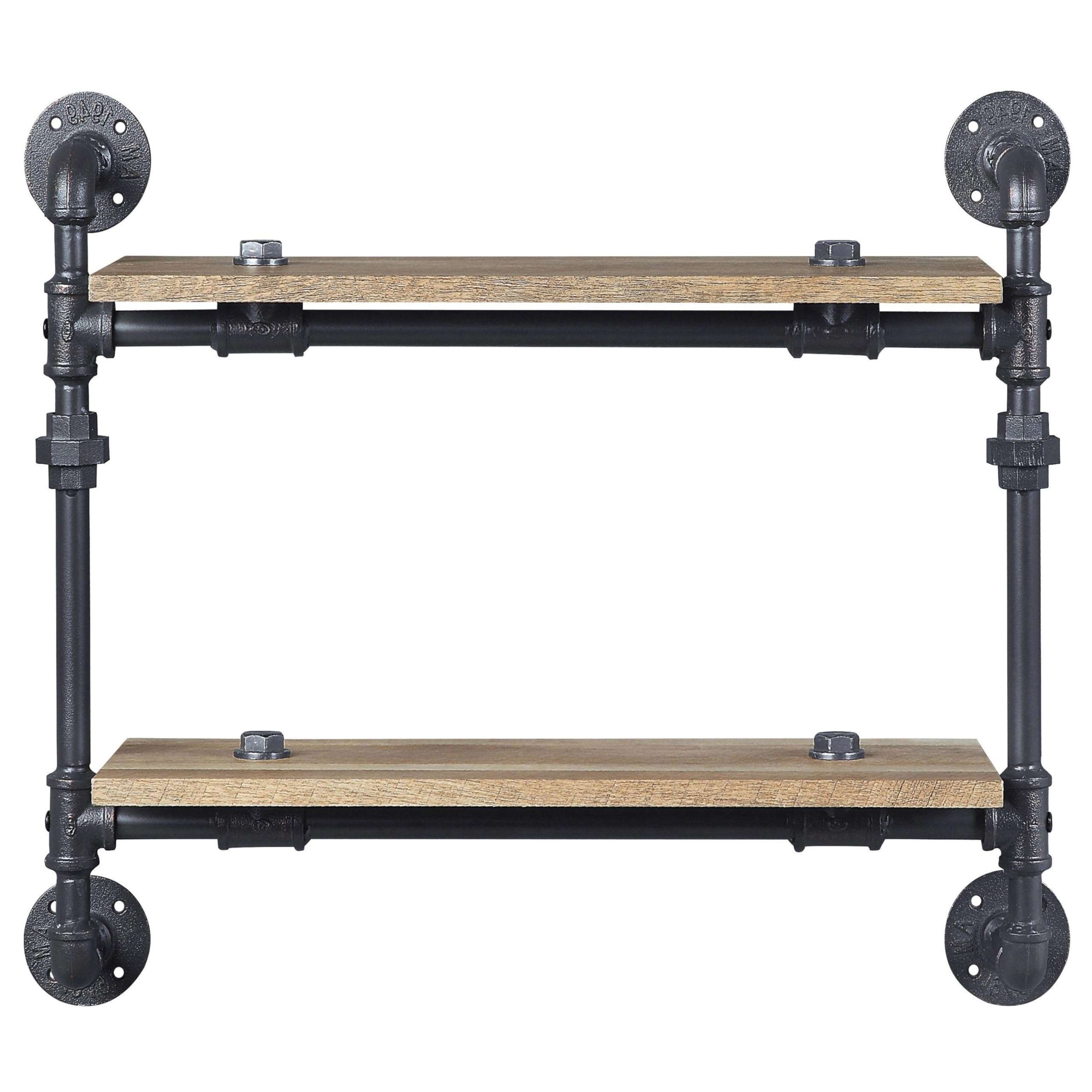 neolun Stylish and Functional 2-Tier Wall Shelf with Industrial Design, Sturdy Metal Frame, Black Finish 4