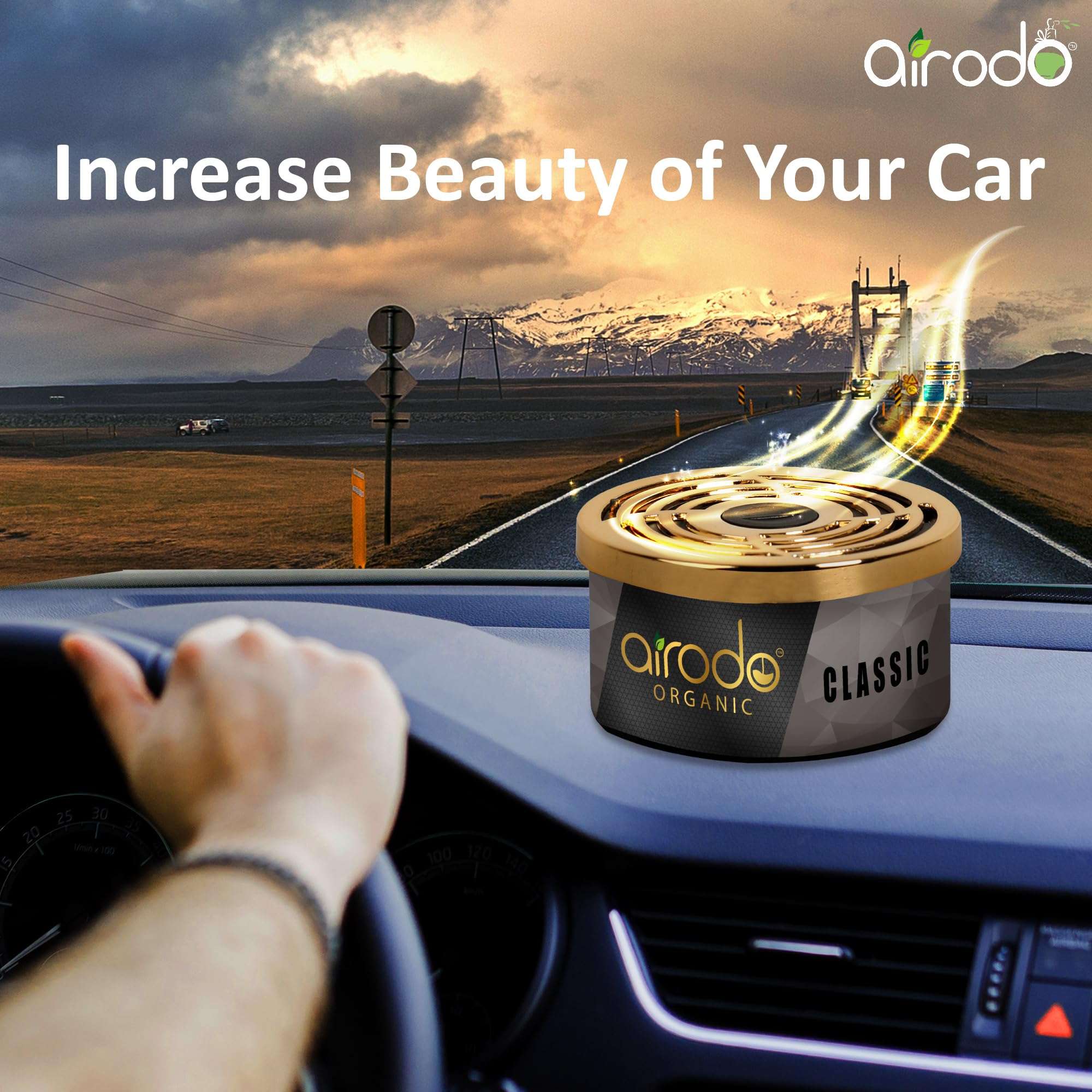 Airodo One Classic Organic Car Perfume, Strong Fiber Air Freshener to Freshen'up Your Car -,Car Accessories interior car perfumes and fresheners (50g with 2 Refill) 3