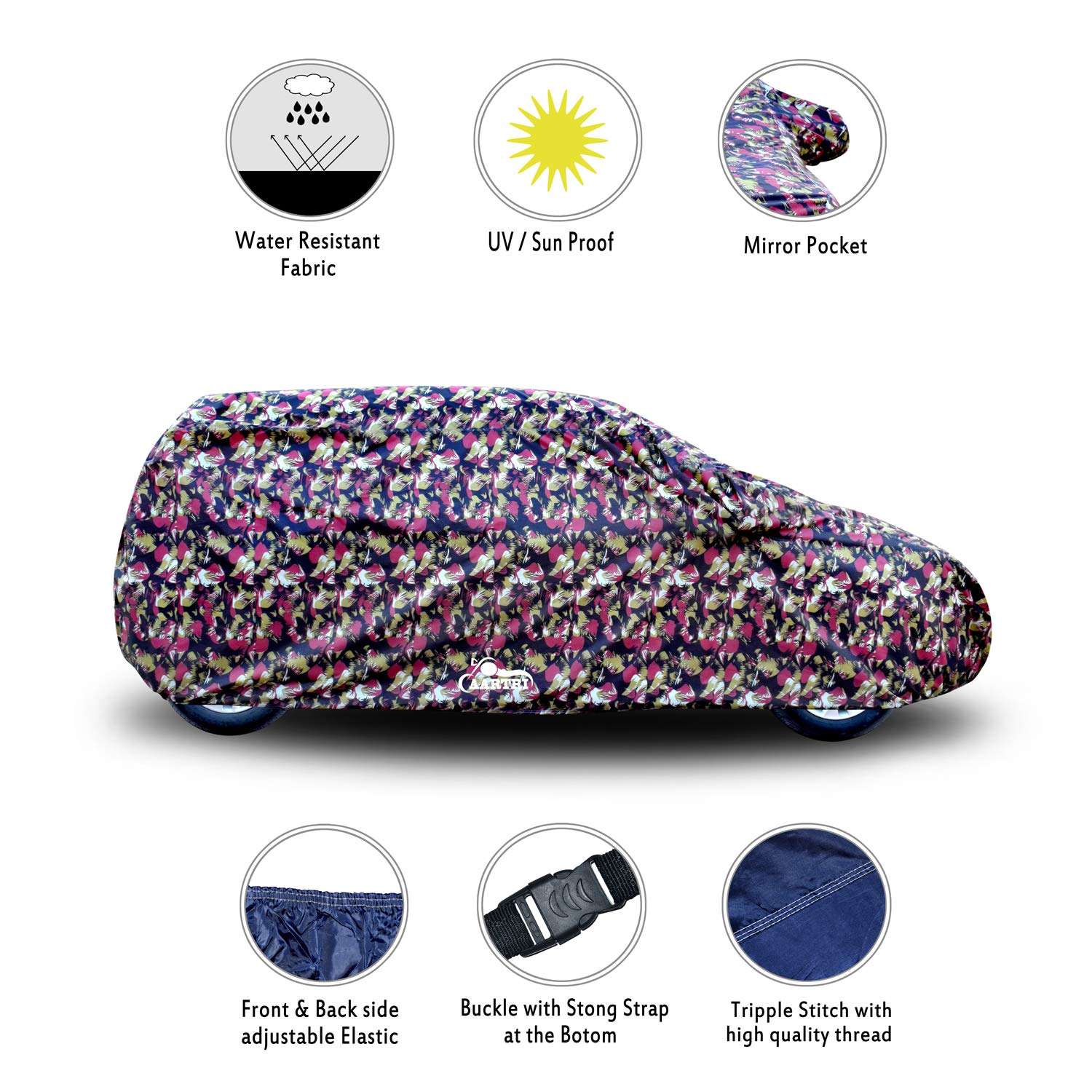 DREAM STORE - Water Resistant - dust Proof - car Body Cover for Compatible with Fiat Punto car Cover - Water Resistant UV Proof - car Body Cover (Military Without Mirror) 2