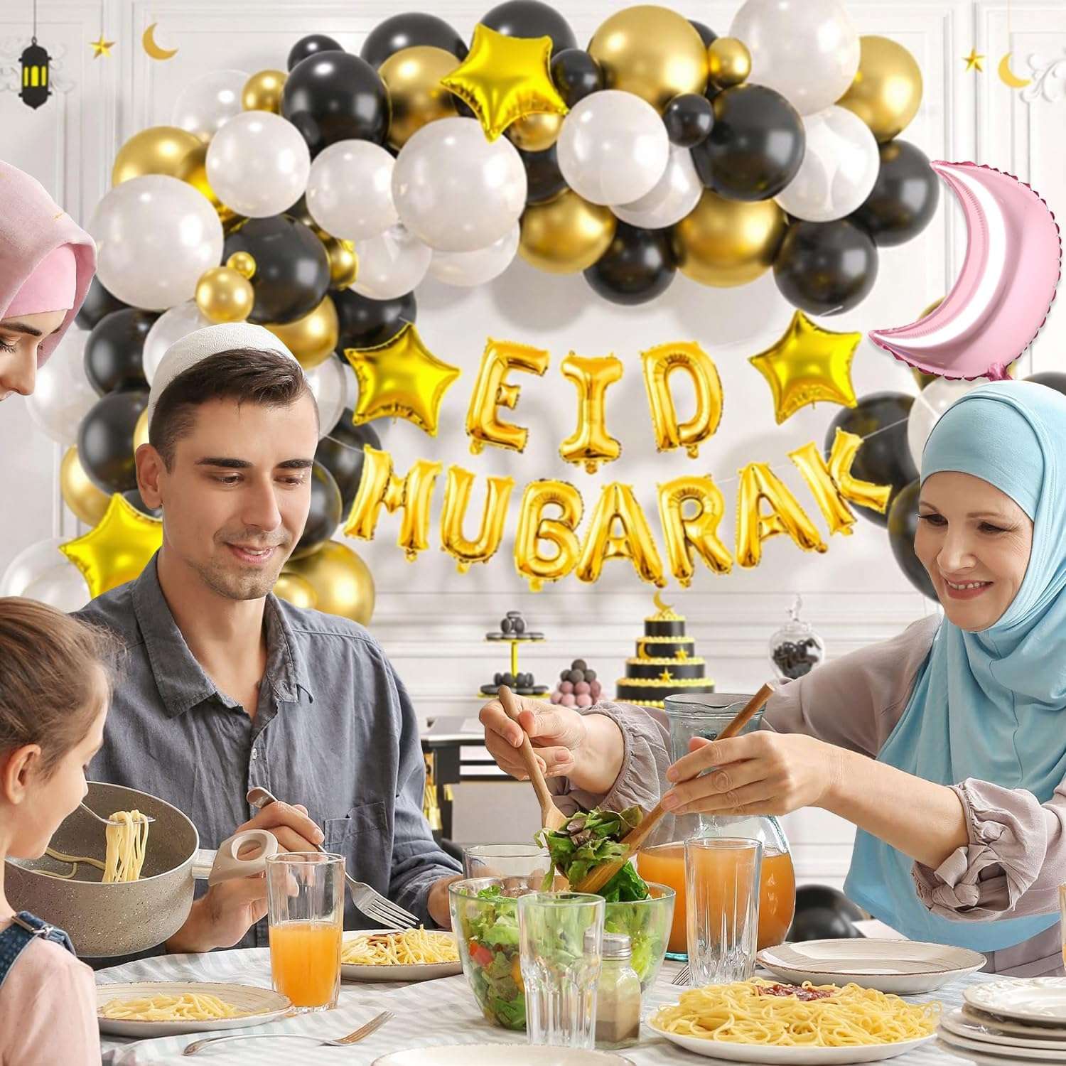 Rozi Decoration Eid Mubarak Foil Balloons Decoration Combo Set of 68 Pcs Iftar Party Decorations | Ramadan Kareem Decoration Items | Eid Mubarak Decoration Set 3