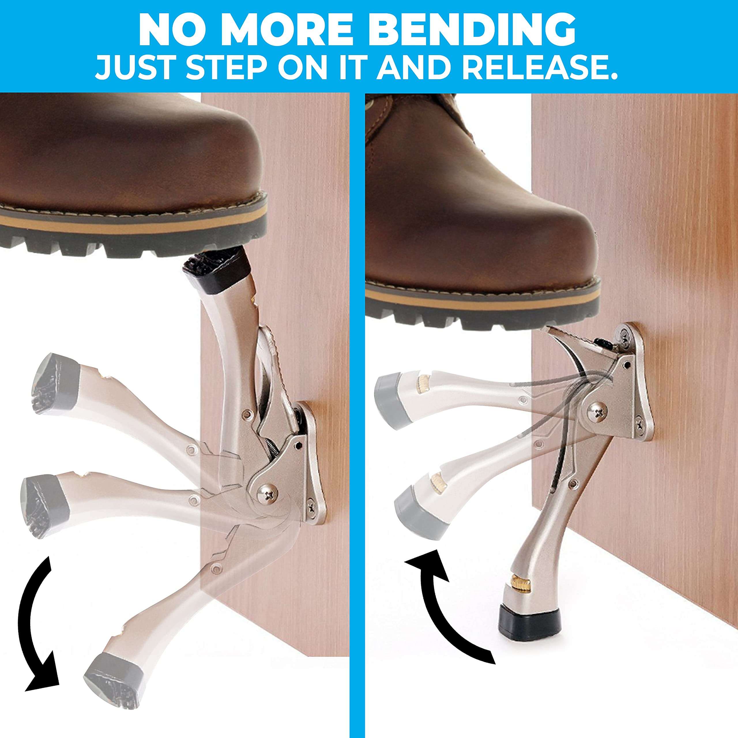 Easy Pedal Kick Down Door Stop Stopper Easy Step Door Kick Doorstop,Premium Quality,Height-Adjustable Rubber Foot,4 Inch 2