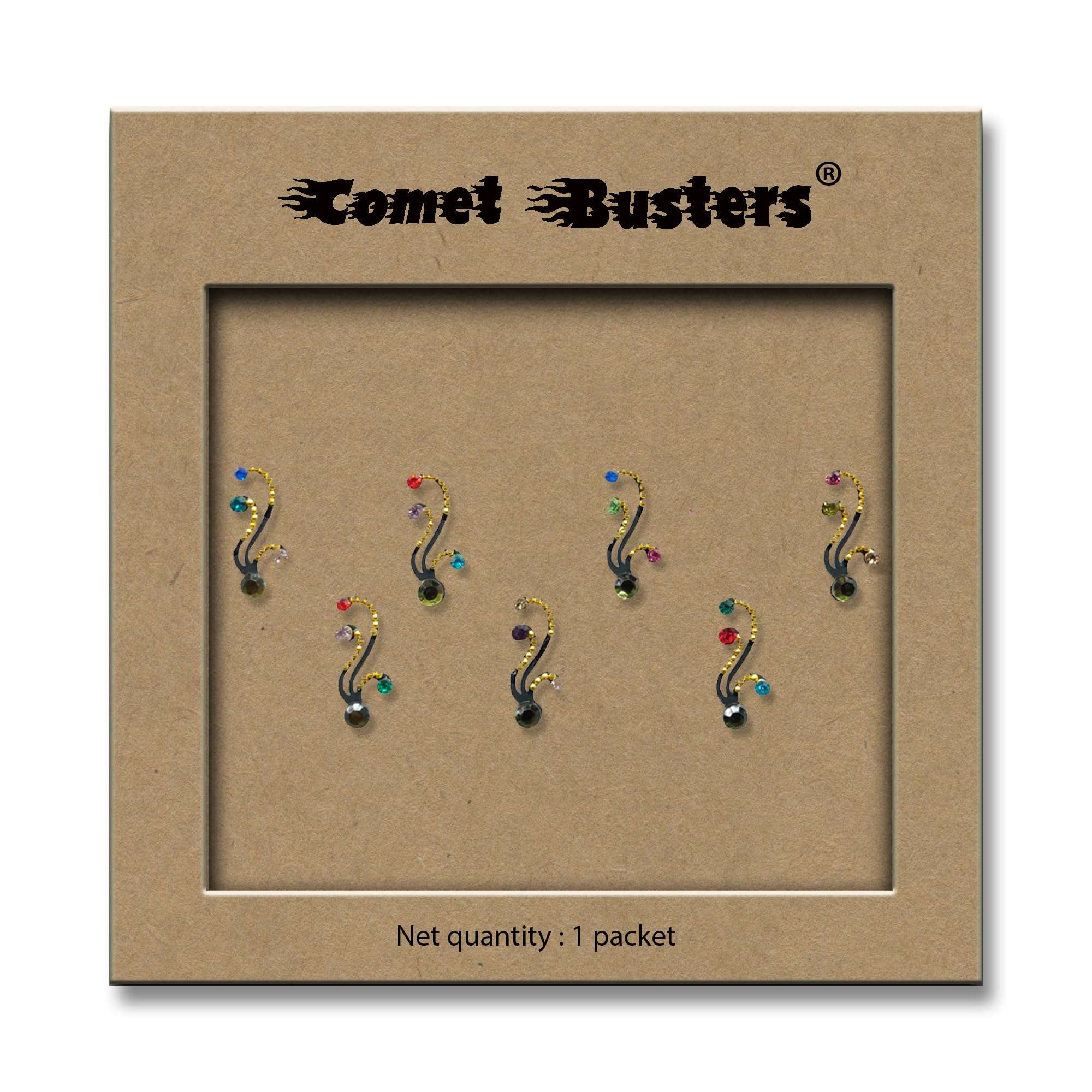Comet Busters Beautiful Black Bindis With Multicolor Stones (BV633) 6