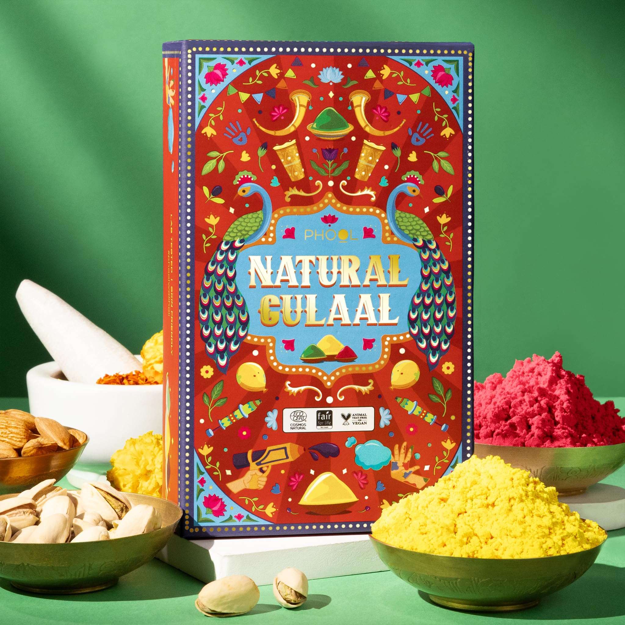 Phool Double Dhamaal Natural Gulal Pack (Yellow + Red) | 150 GMS Natural gulal Holi Colors | Skin Safe gulal with Certificate | Holi Gulal Pack for Kids & Family | Interactive Card 6