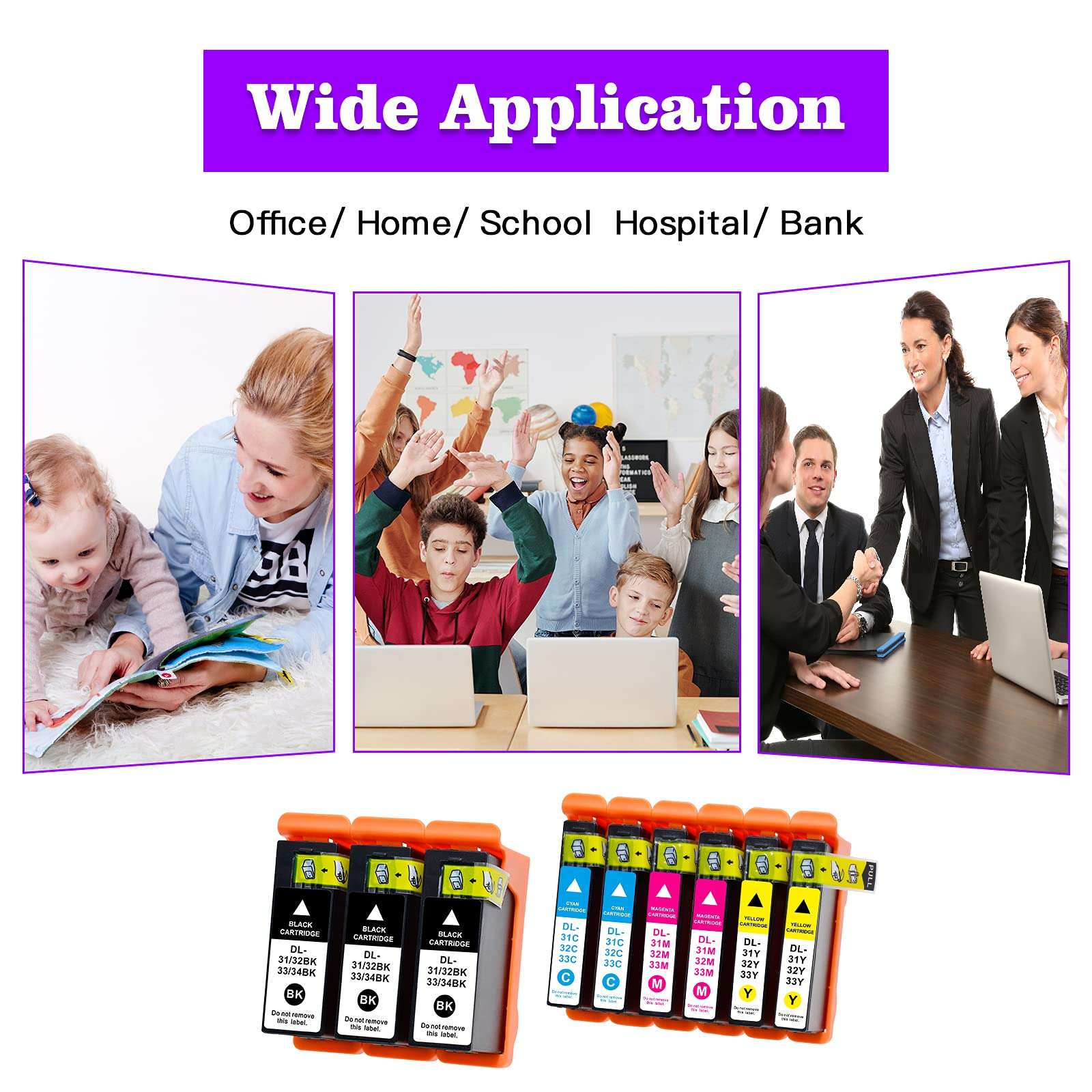 V525W Ink Cartridges Compatible for Dell Series 31 32 33 34 Ink Cartridges Work for Dell V525W, V725W Printers All-in-One Wireless Inkjet Printer 9 Pack (3 Black, 2 Cyan, 2 Magenta, 2 Yellow) 6