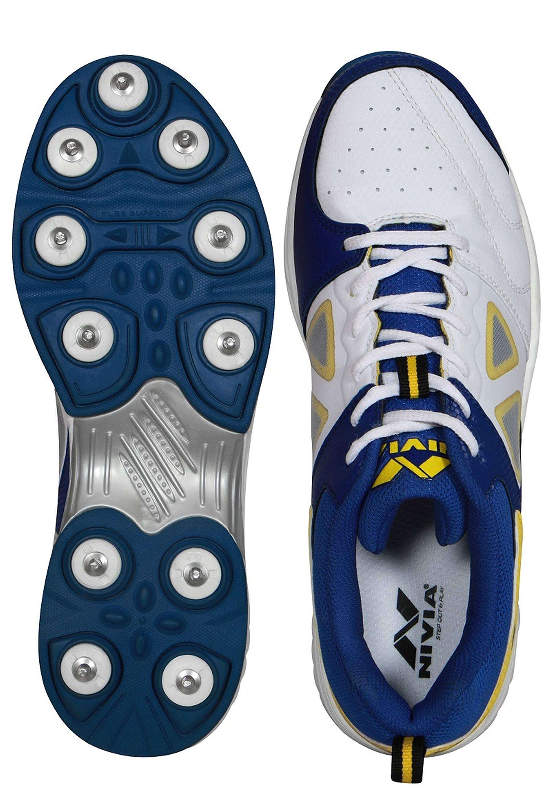 Nivia Lords Cricket Shoes, Men's 7 UK (White/Blue) 6