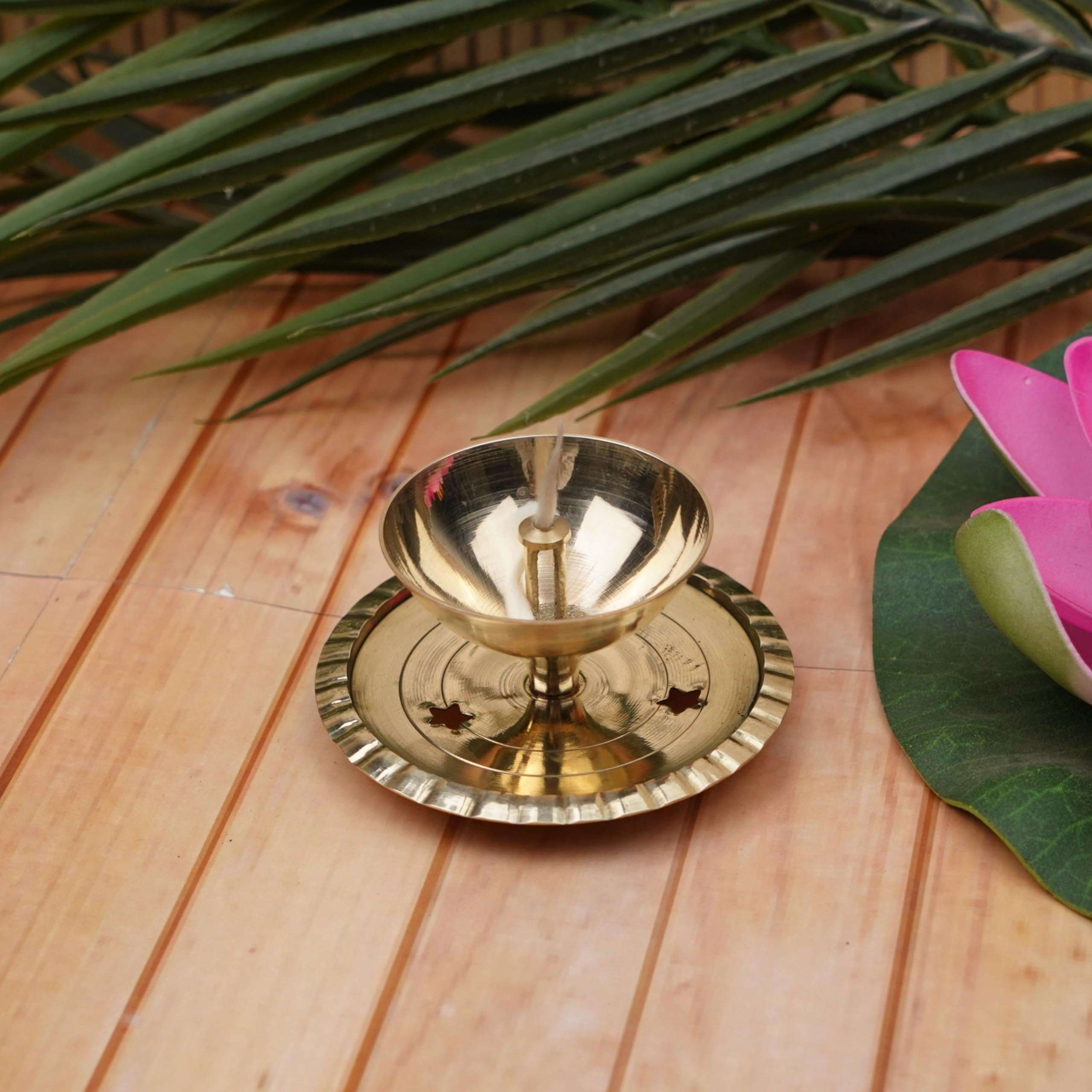 ServDharm Brass Akhand Diya with Borosilicate Glass Cover | Medium | 5.9" | 14.9 cm 4