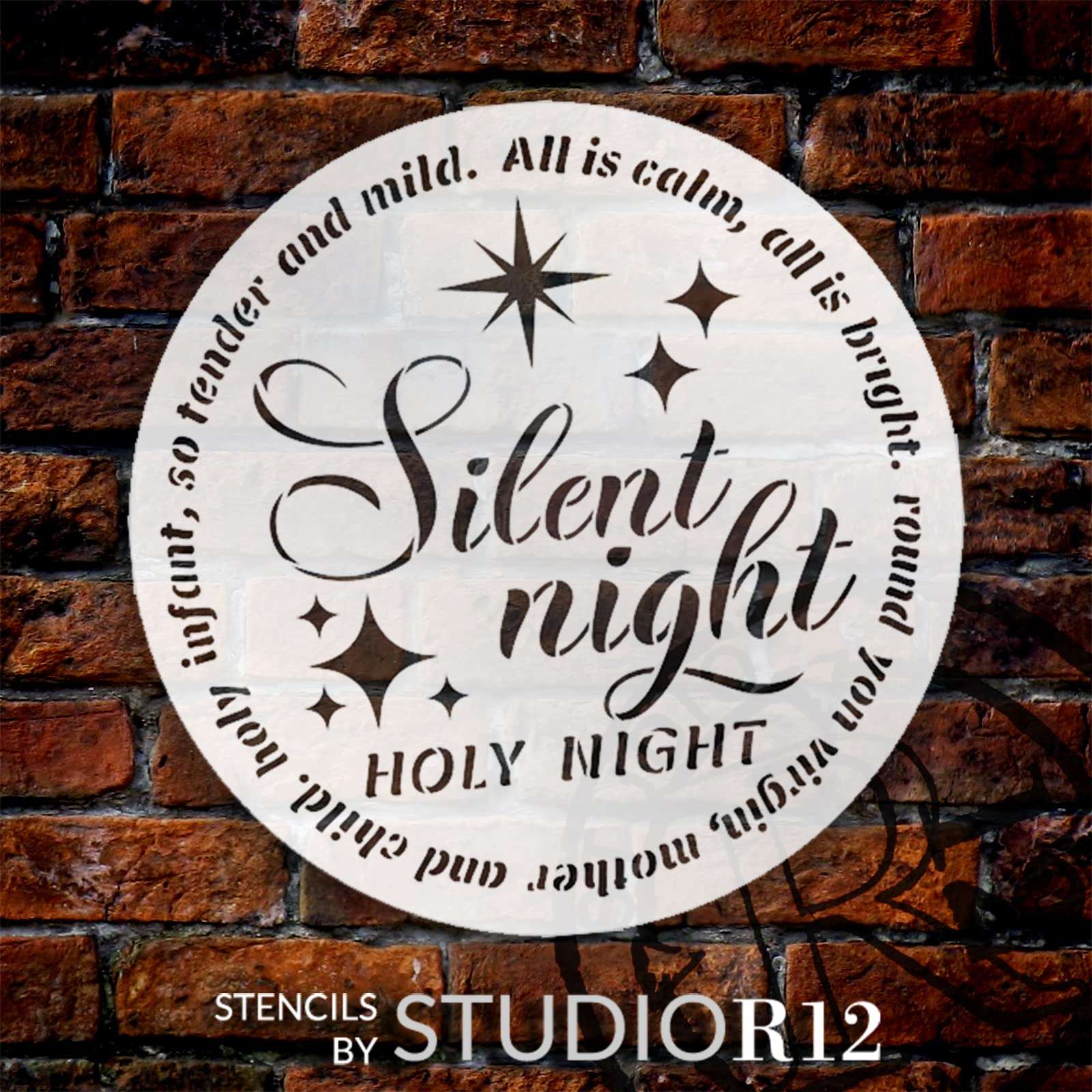 Silent Night Song Lyrics Round Stencil by StudioR12 - Select Size - USA Made - Craft DIY Christmas Living Room Decor | Paint Winter Holiday Wood Sign (12 inches) 3