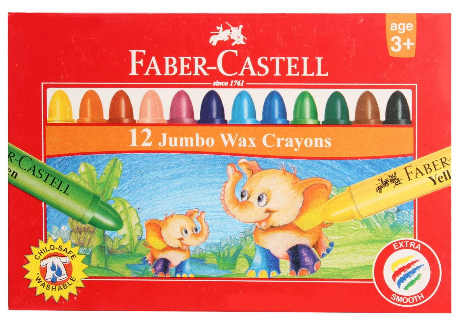 Faber Castell 12 Jumbo Wax Crayons (Pack of 6)