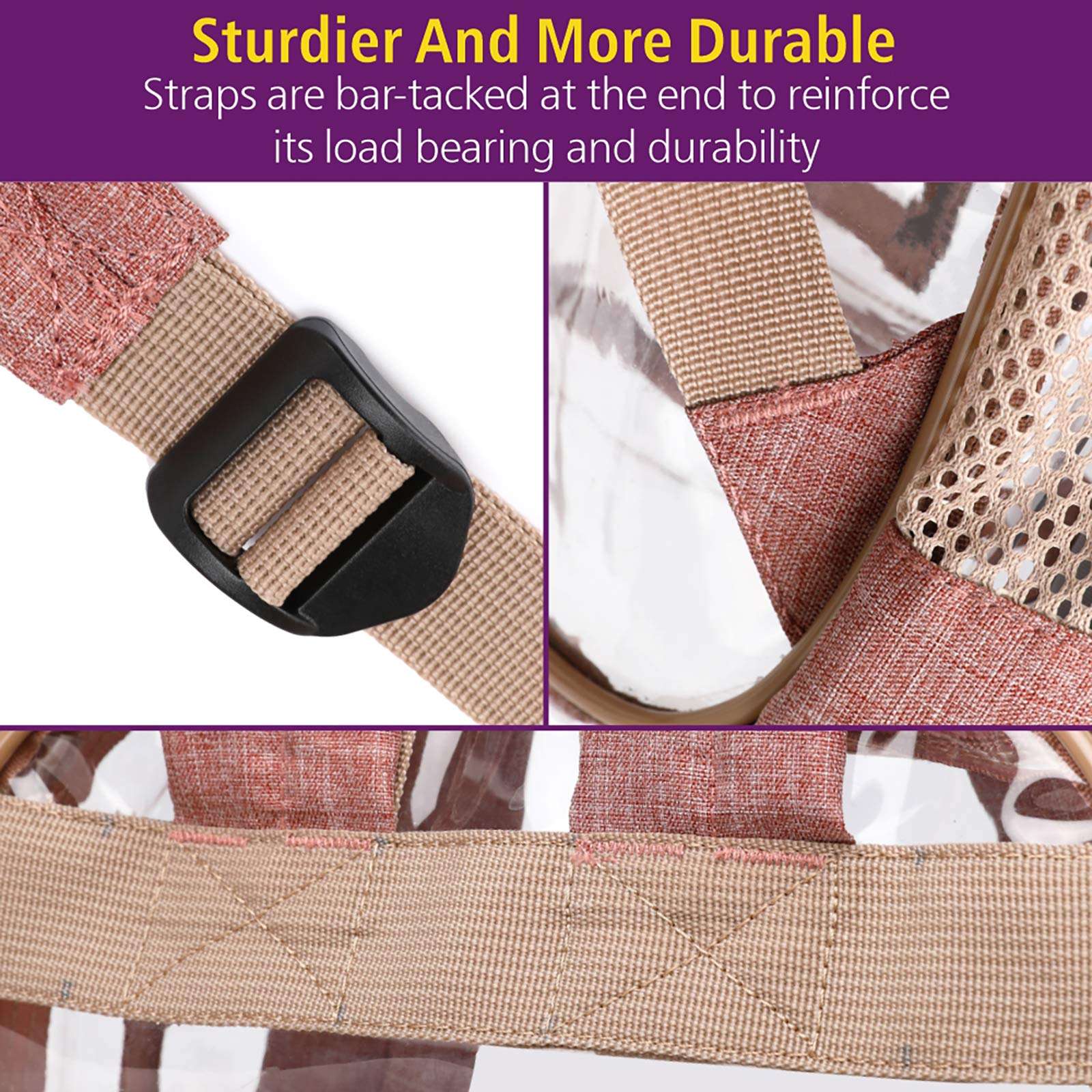 Clear Backpack, Packism Heavy Duty Clear Backpack with Reinforced Straps Waterproof Transparent Backpack with Laptop Compartment Large Clear Plastic Backpack for School, Work, Security, Caramel Colour 5