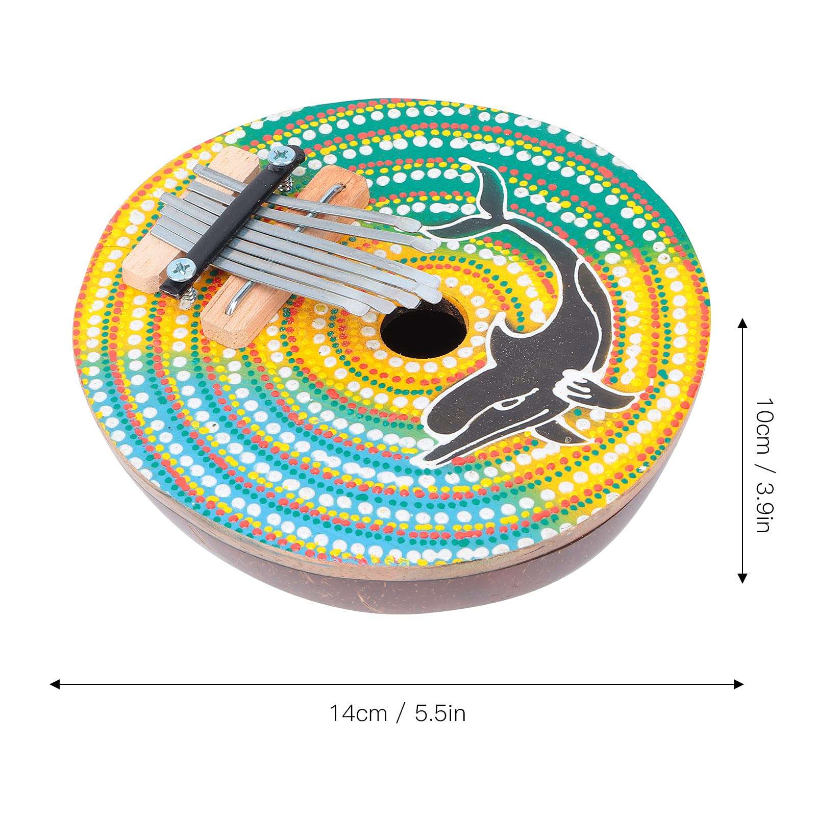 Kalimba, Painted Finger Piano Mini Coconut Shell Shape Adjustable with Natural Wood Grain for Create Music 4