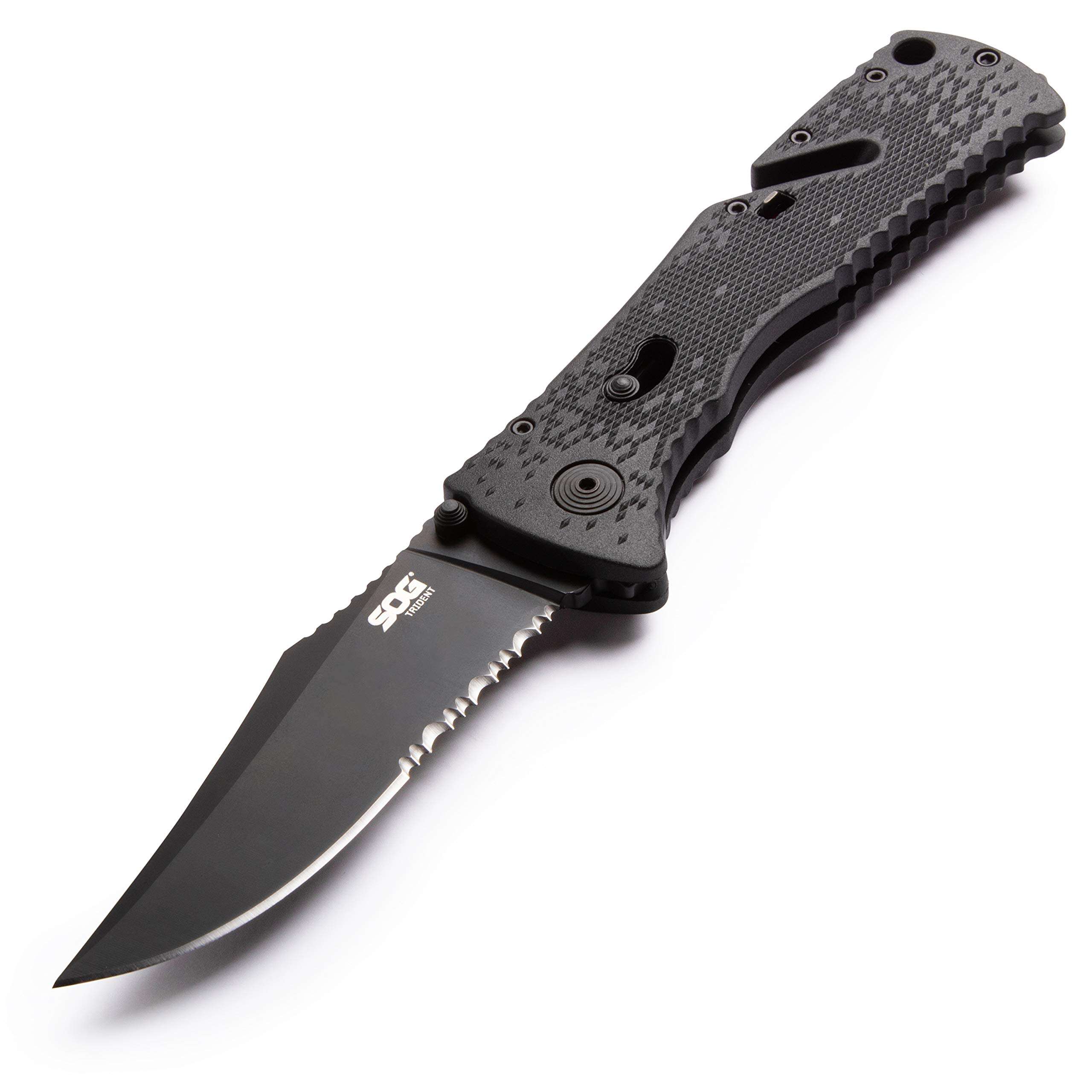 SOG Trident, Zytel Handle, Black TiNi Blade, ComboEdge 4