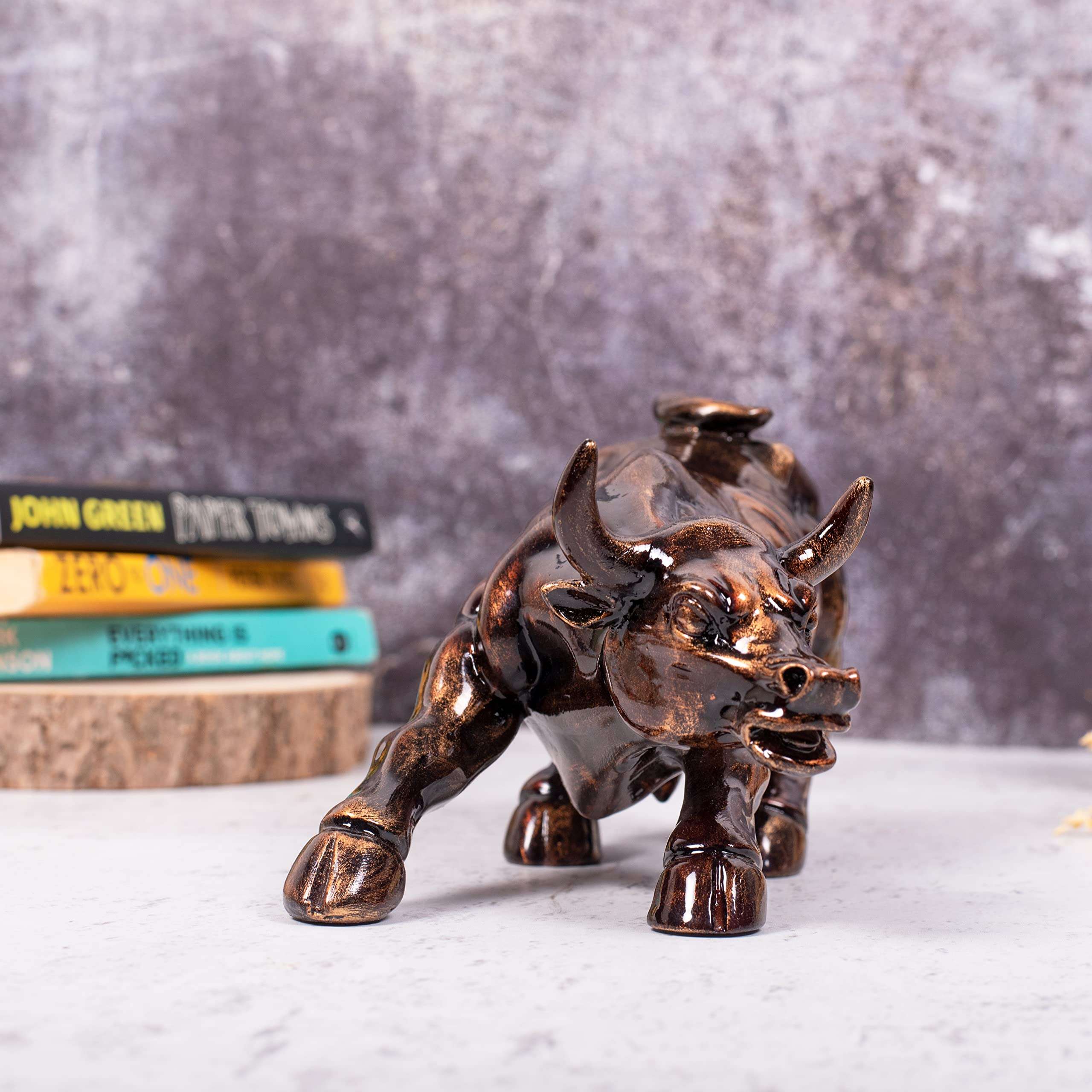 Aapki Marzi Original Replica of Wall Street Charging Bull | Stock Exchange Bull, 9 Inches, Resin Showpiece for Home Decor, 0.8 Kg, (Rustic Copper) 4
