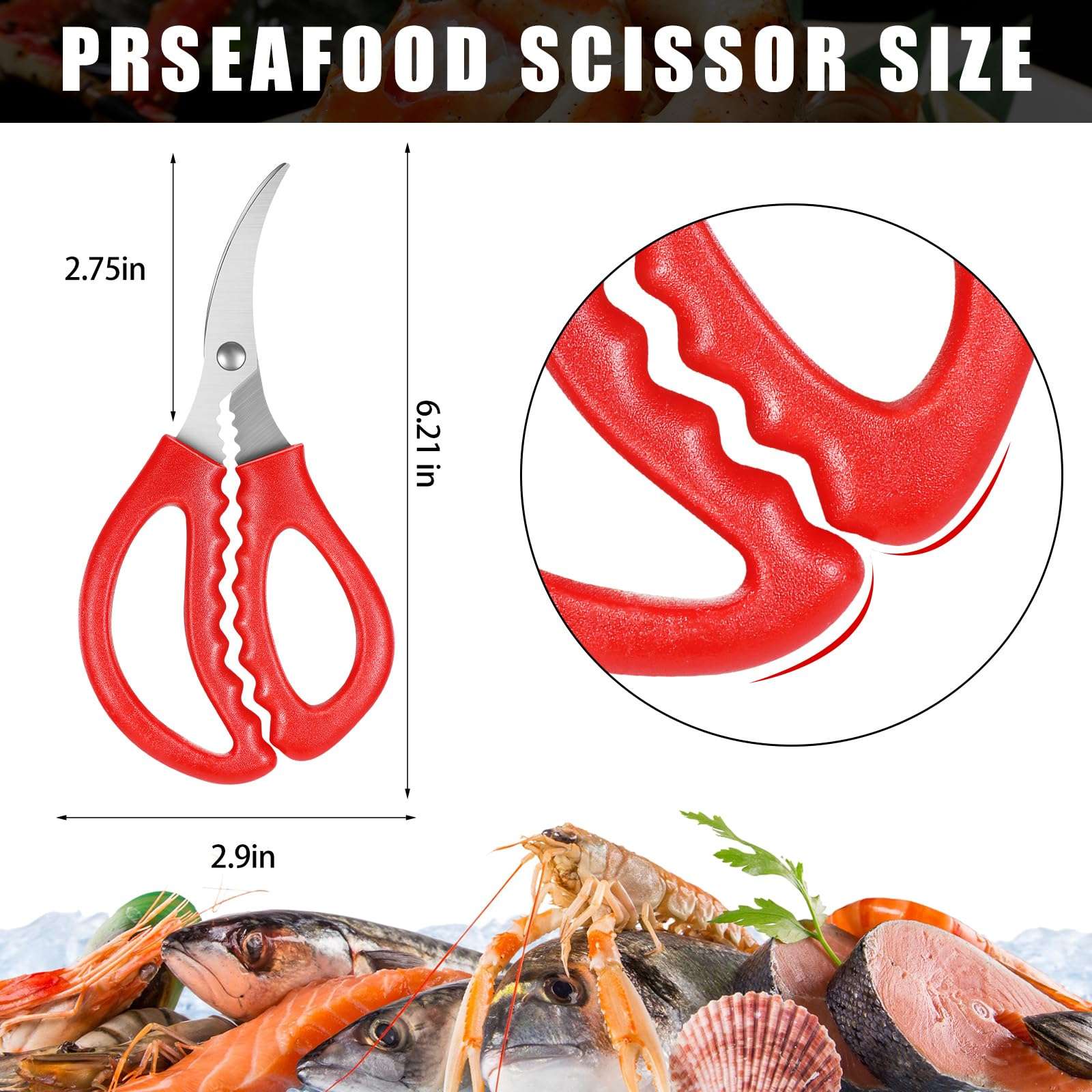 Gisafai 30 Pcs Kitchen Seafood Scissors for Crab Bulk, Red Leg Scissors Multifunctional Stainless Steel Shears Crab Leg Crackers Fish Crab Shrimp Lobster Scissors for Kitchen Seafood Peeling Tools 4