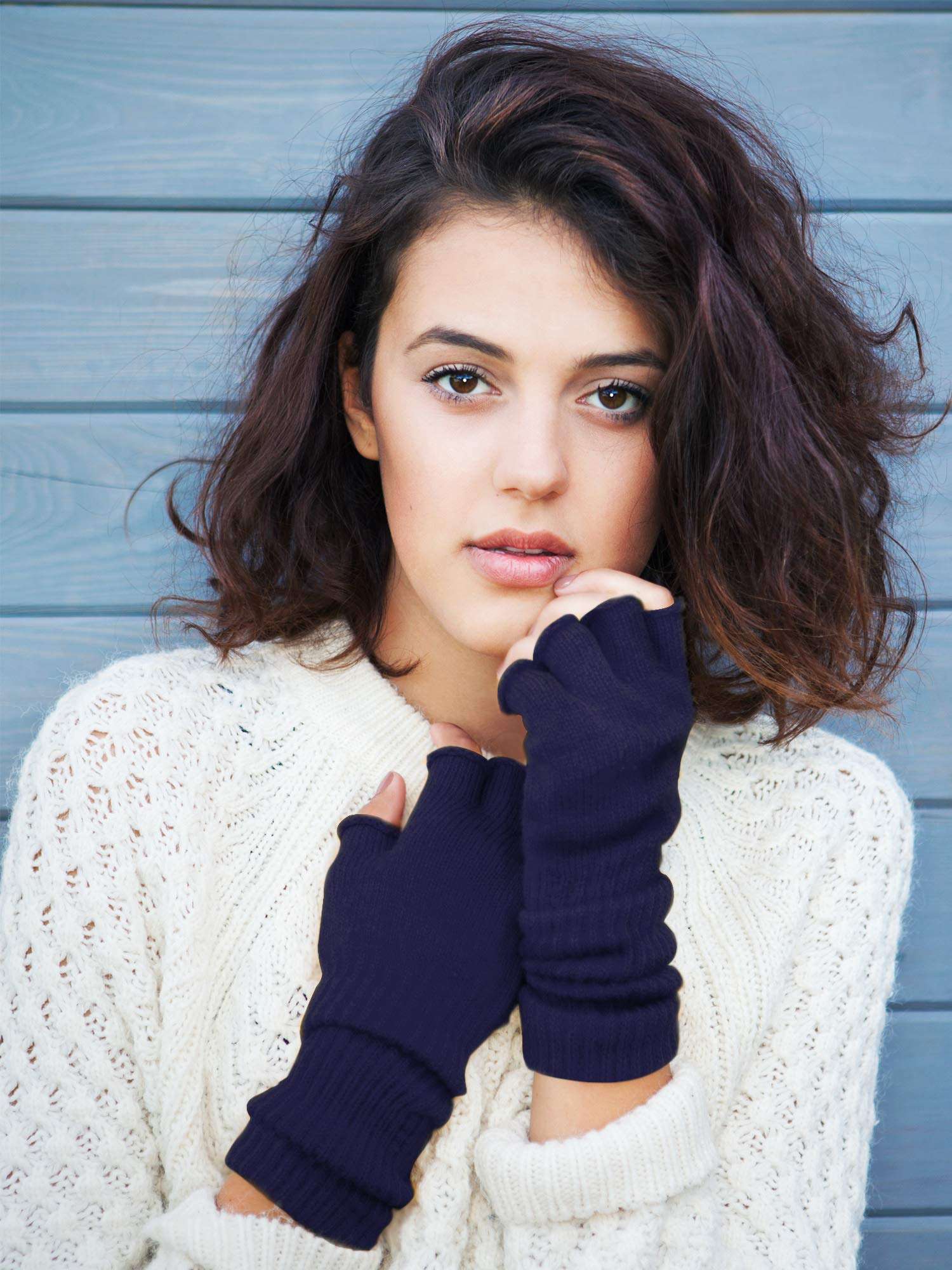 2 Pairs Unisex Fingerless Gloves Half Finger Stretchy Knit Gloves Lengthen Wrist Mittens Winter Warm Gloves 6