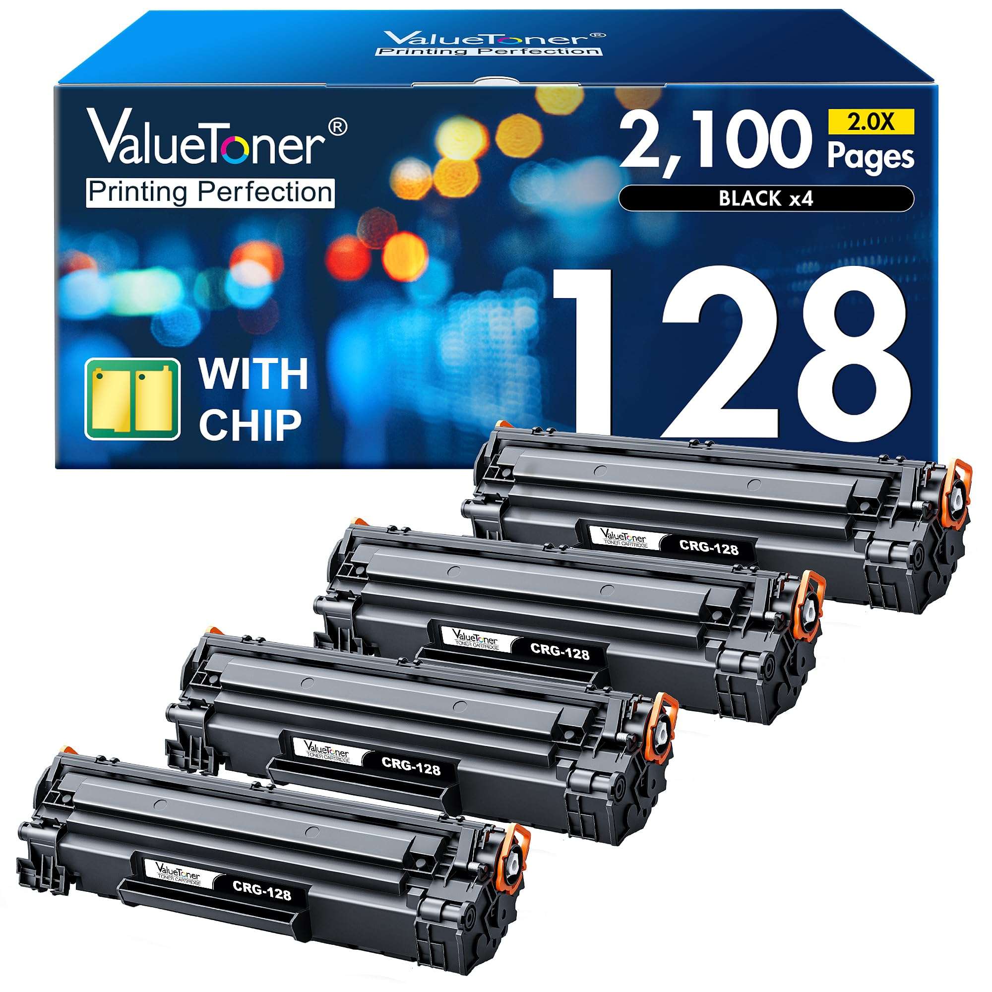 Valuetoner Compatible Toner Cartridge Replacement for Canon 128 Black Toner Cartridge CRG128 FaxPhone L190 L100 ImageCLASS D530 D550 MF4880dw MF4570dw MF4770n Laser Printer 4-Pack(Black) 1